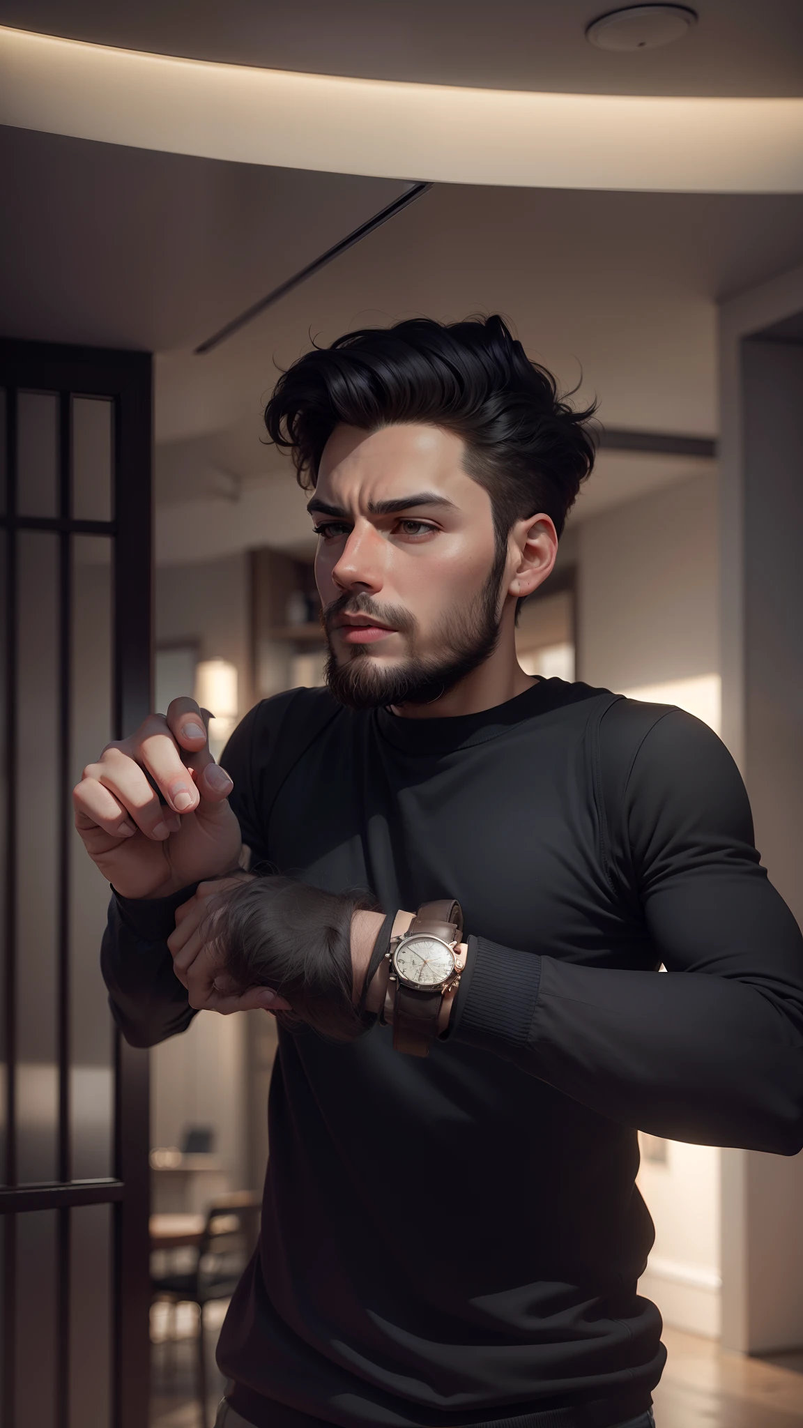 Change the place, which is the image of a person, in which there should be a watch in his hand like a time machine and the background should change and a little better.