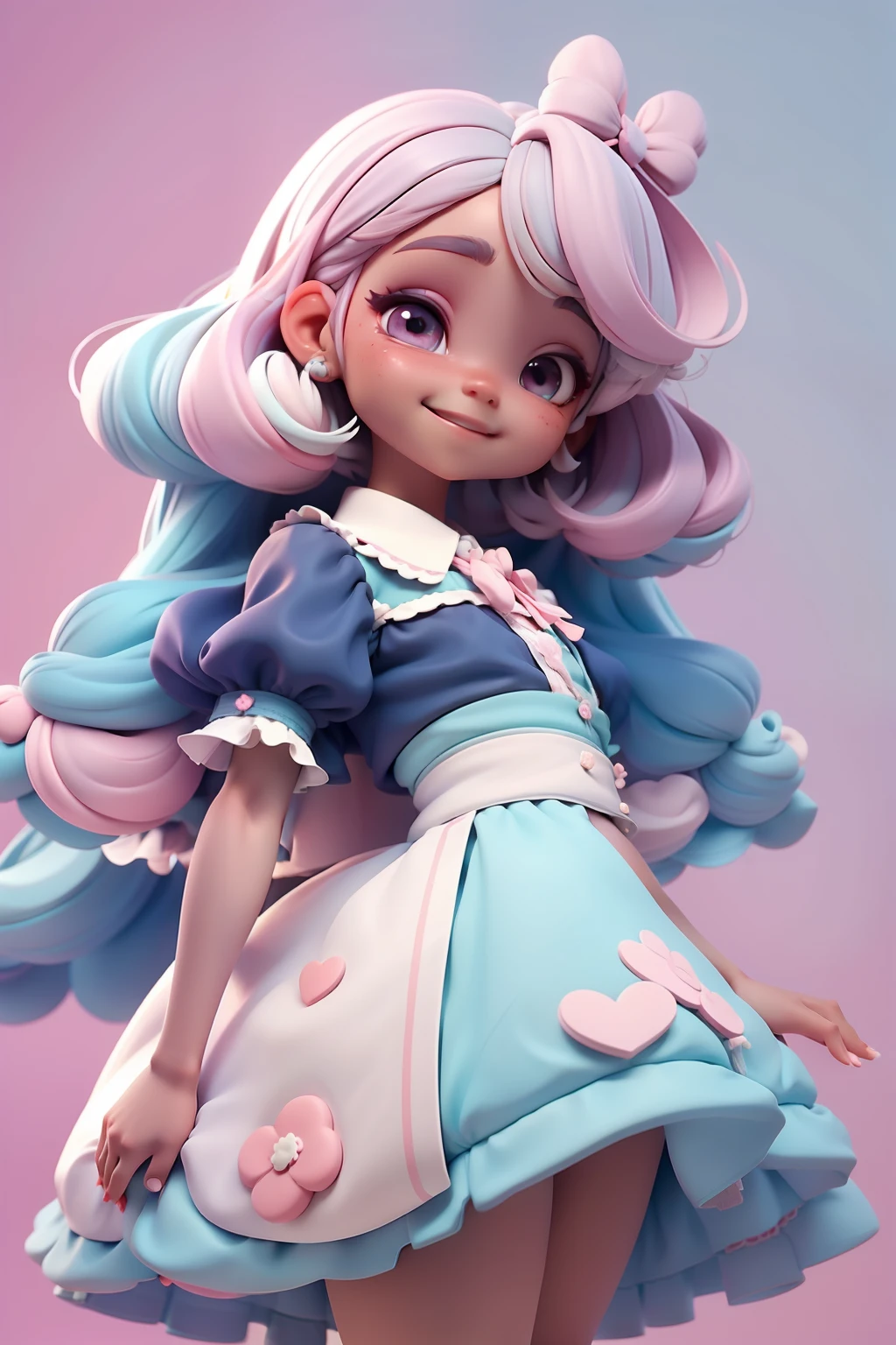 Alice in the wonderland negra, meniga, olhos castanhos delicados, tom pastel, cabelo e roupa multicolorido, sorriso delicado, fundo simples e branco