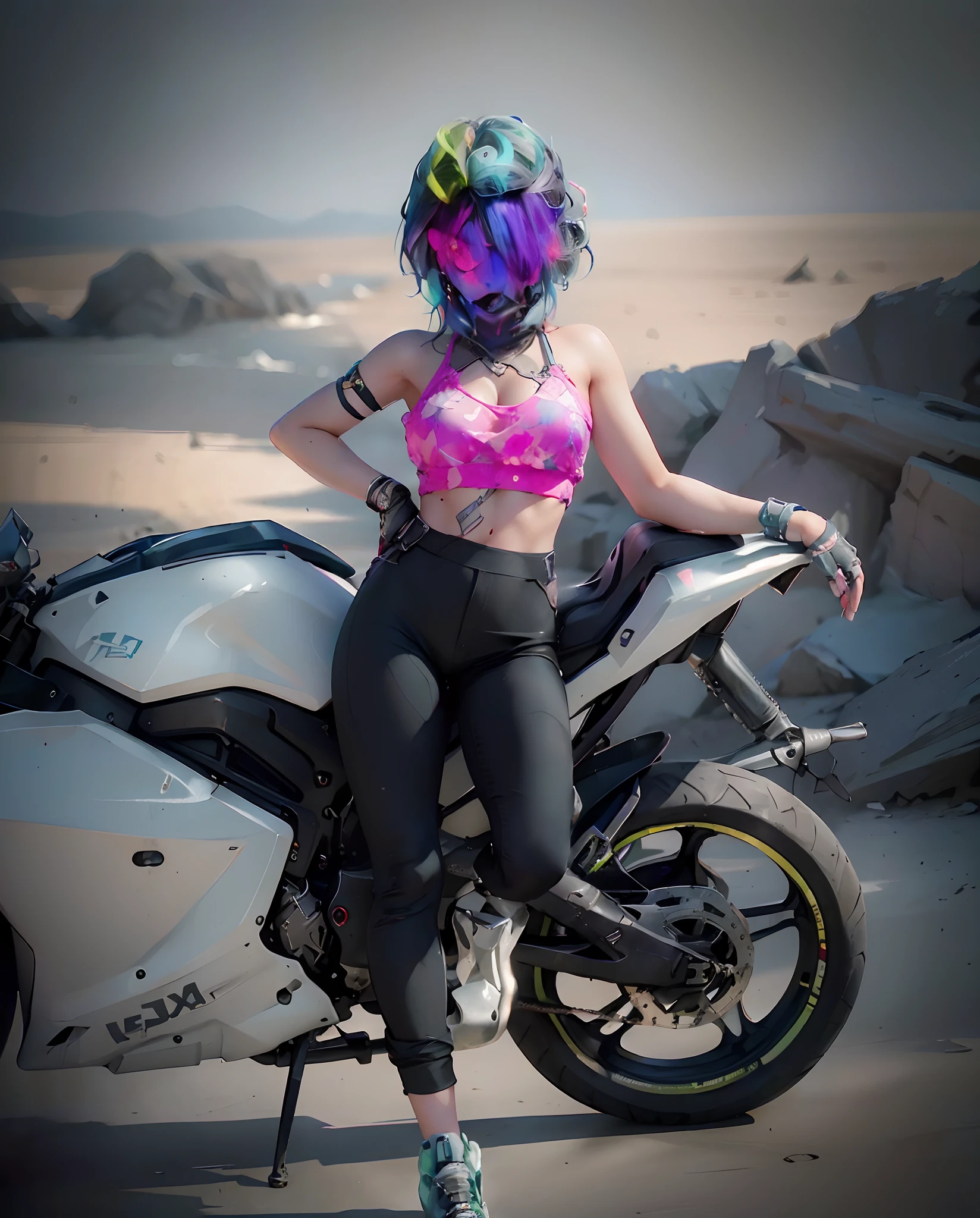 ((La mejor calidad)), ((Obra maestra)), (detalle: 1.4), ..3d, Hermosa imagen femenina cyberpunk, sideways, Medias negras rotas, Ropa de cuero, Caderas, mechanic, HDR (High Dymanic Range), Trazado de rayos, NVIDIA RTX, Super resolution, Irreal 5, Subsoil Scatter, Texturas PBR, Procesamiento posterior, Anisotropic filtering, Profundidad de campo, Maximum Sharpness and Acutance, Texturas multicapa, Albedo y Highlight Maps, Surface Coloring, Accurate simulation of light-material interactions , proporciones perfectas, Renderizado de octanaje, two-color illumination, Amplia apertura, ISO bajo, balance de blancos, Regla de los tercios, 8K RAW, Obra maestra, La mejor calidad, (8k muy detallado fondo de pantalla de la unidad CG) (La mejor calidad), (best illustration), (Mejor sombra)