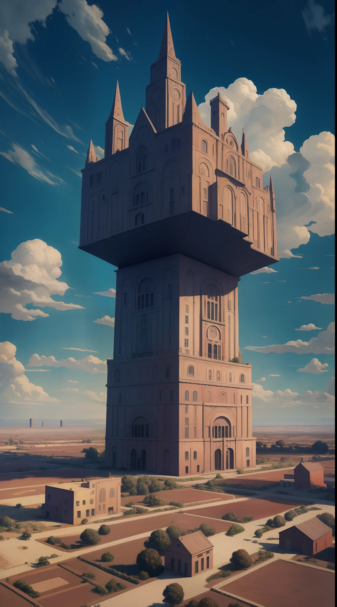 SURREALISTA DIBUJO DE UNA CIUDAD CON CAMPOS DE CENTENO Y UN CIELO CON NUBES PURPURA,SE VE TODO COMO UN DIBUJO DE Vincent Willem van Gogh,HYPER REALISTIC STYLE,OBRA MAESTRA
