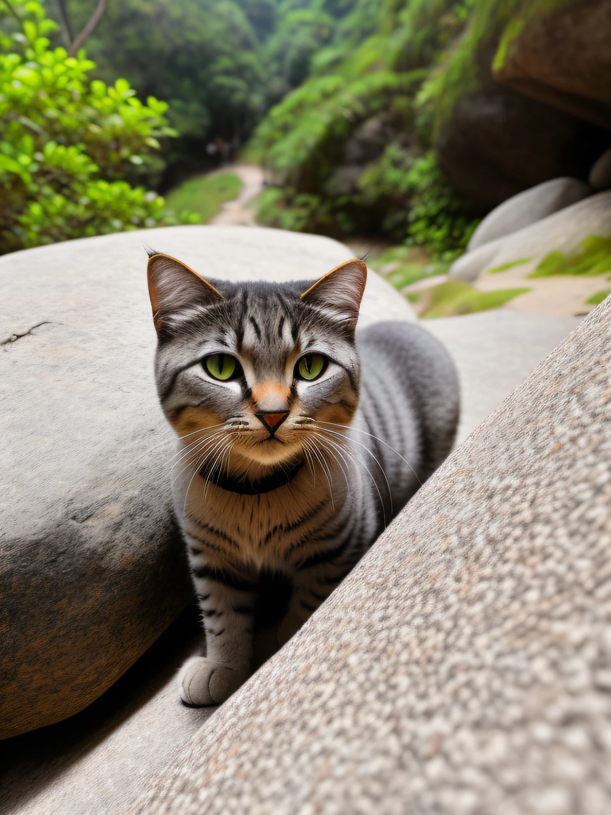 um lindo gatinho feito de pedra, (ciborgue:1.1), ([cauda | fio detalhado]:1.3), (detalhes intrincados), hdr, (detalhes intrincados, hiperdetalhado:1.2), Cinematographic shot, vinheta, centralizado