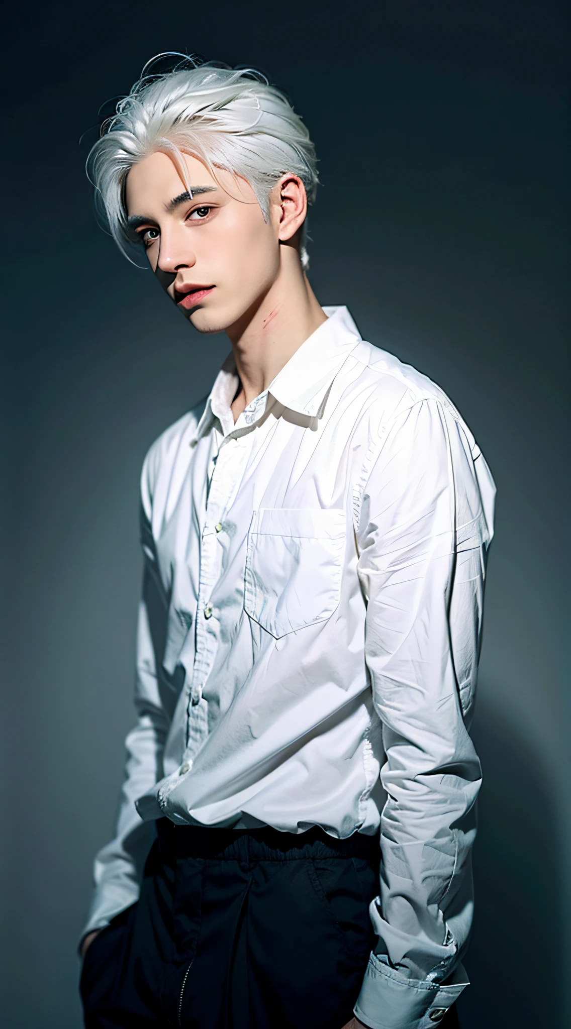 A boy with white hair,Gutwez-style artwork,best qualtiy