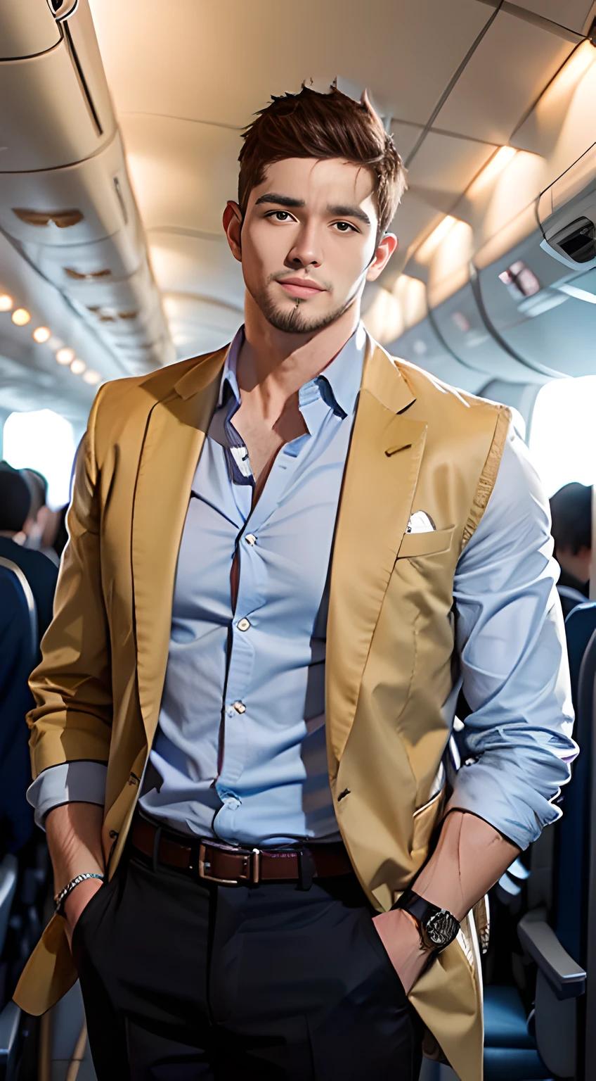 handsome young man in his 20s, Chris Redfield, dark yellow hair,