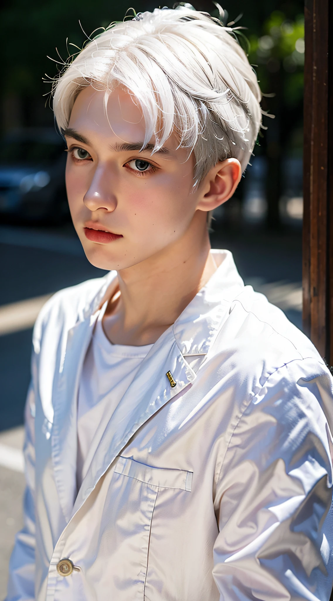 A boy with white hair,Gutwez-style artwork,best qualtiy