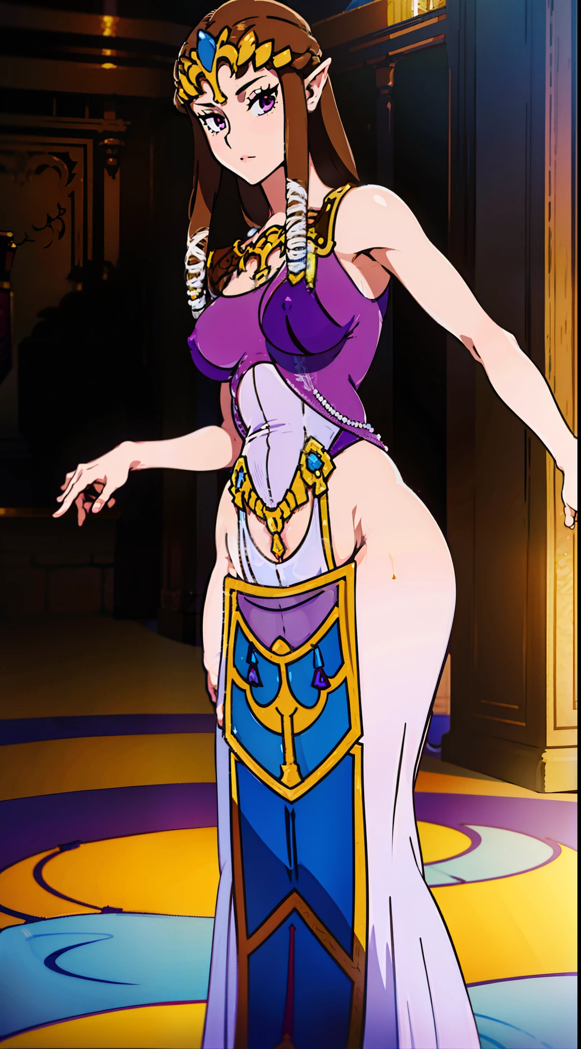 8K high quality, high accuracy, Princess Zelda, beautiful figure, beautiful face, small face, depicted from head to waist, beautiful figure, leotard, purple dress, bright, highlights white eyes skin,, small ears, brown hair, sexy, super big tits, extra big tits, big cock, nipples, erotic, illustration, micro bikini, beautiful line drawing.
Old animation drawings, big old animation drawings, old animation,