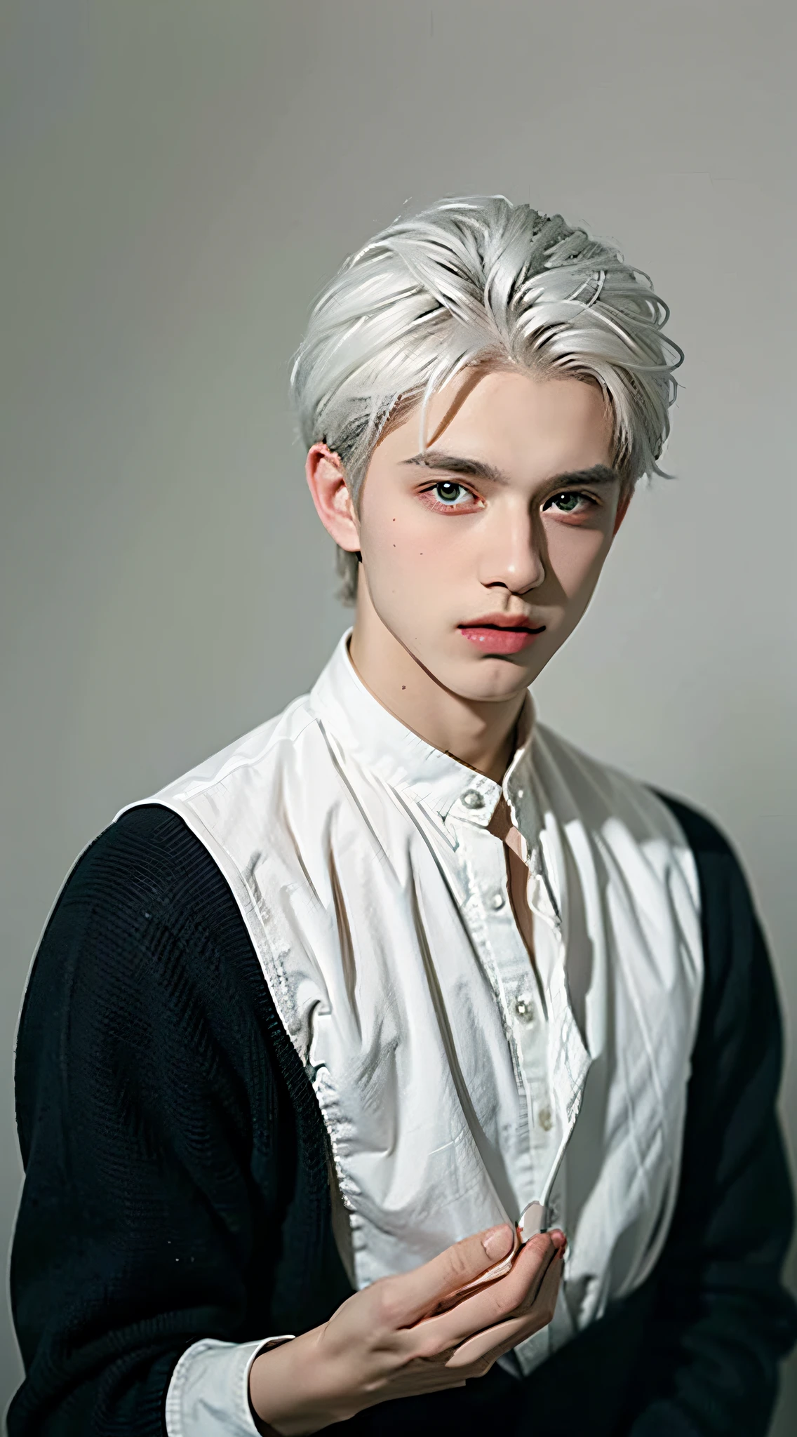 A boy with white hair,Gutwez-style artwork,best qualtiy