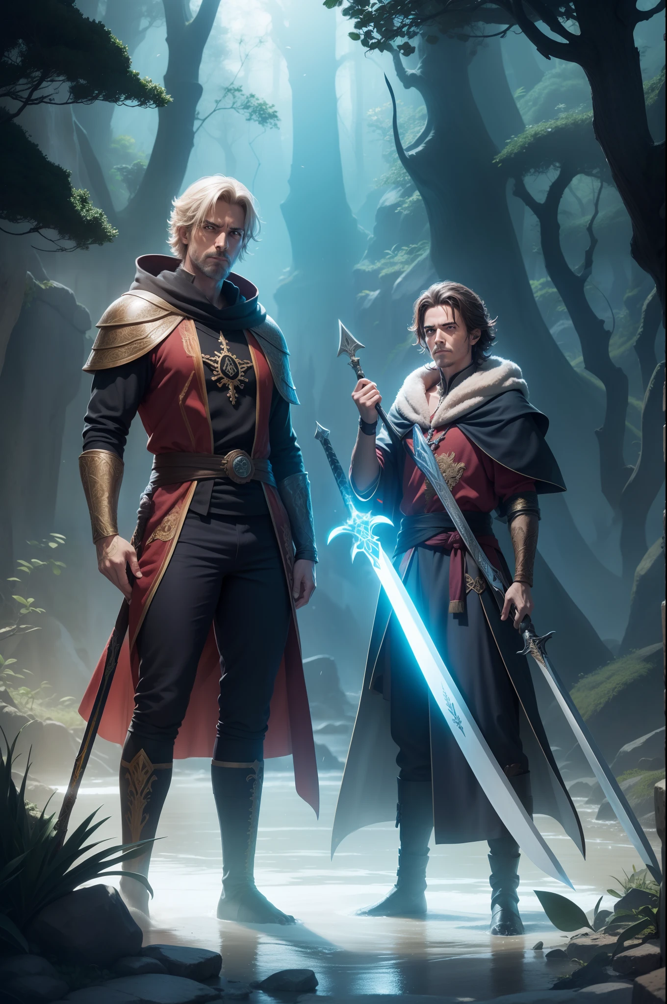 arcanjo miguel e arcanjo rafael com a espada de chamas azuis