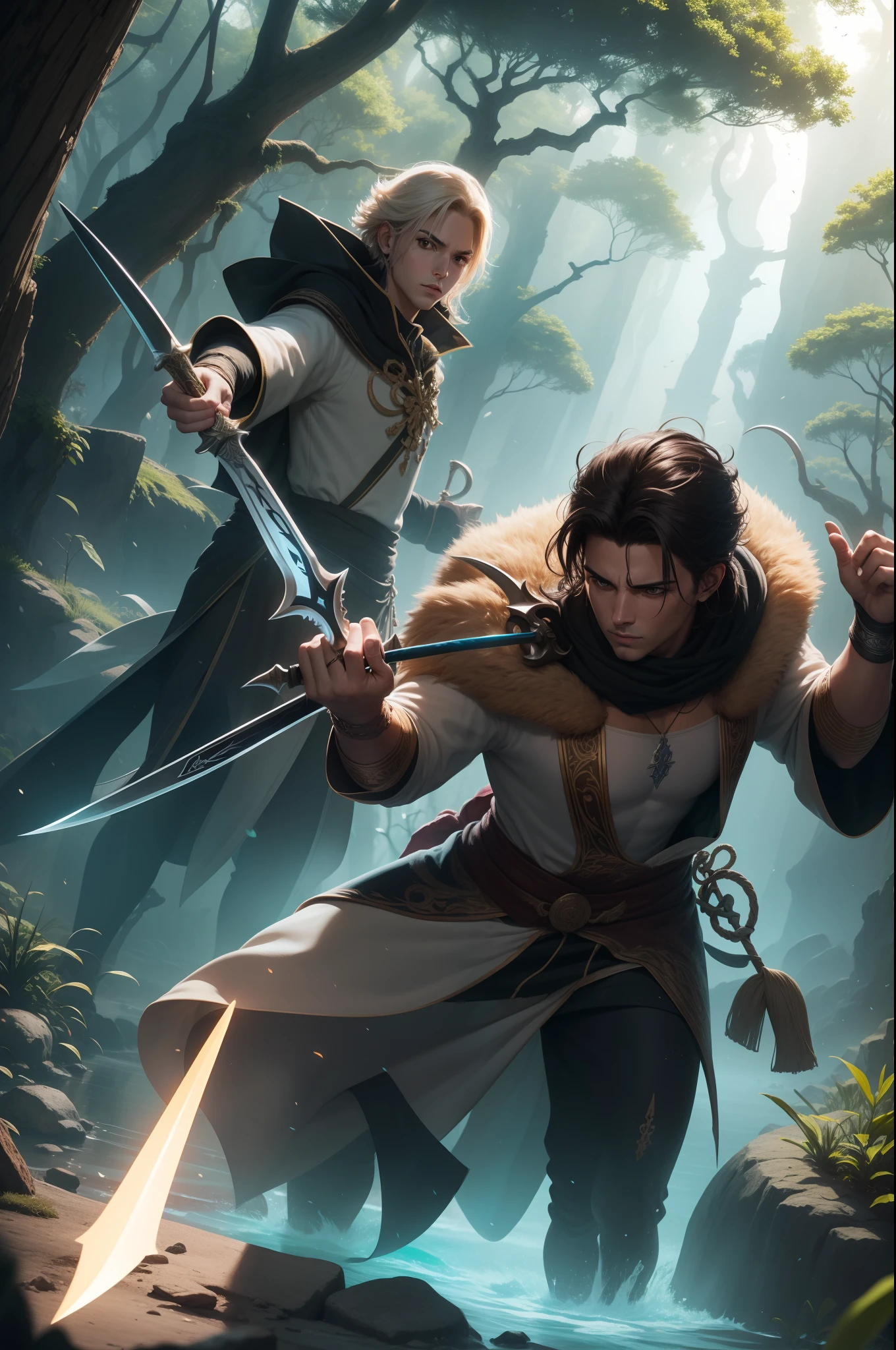 arcanjo miguel e arcanjo rafael com a espada de chamas azuis