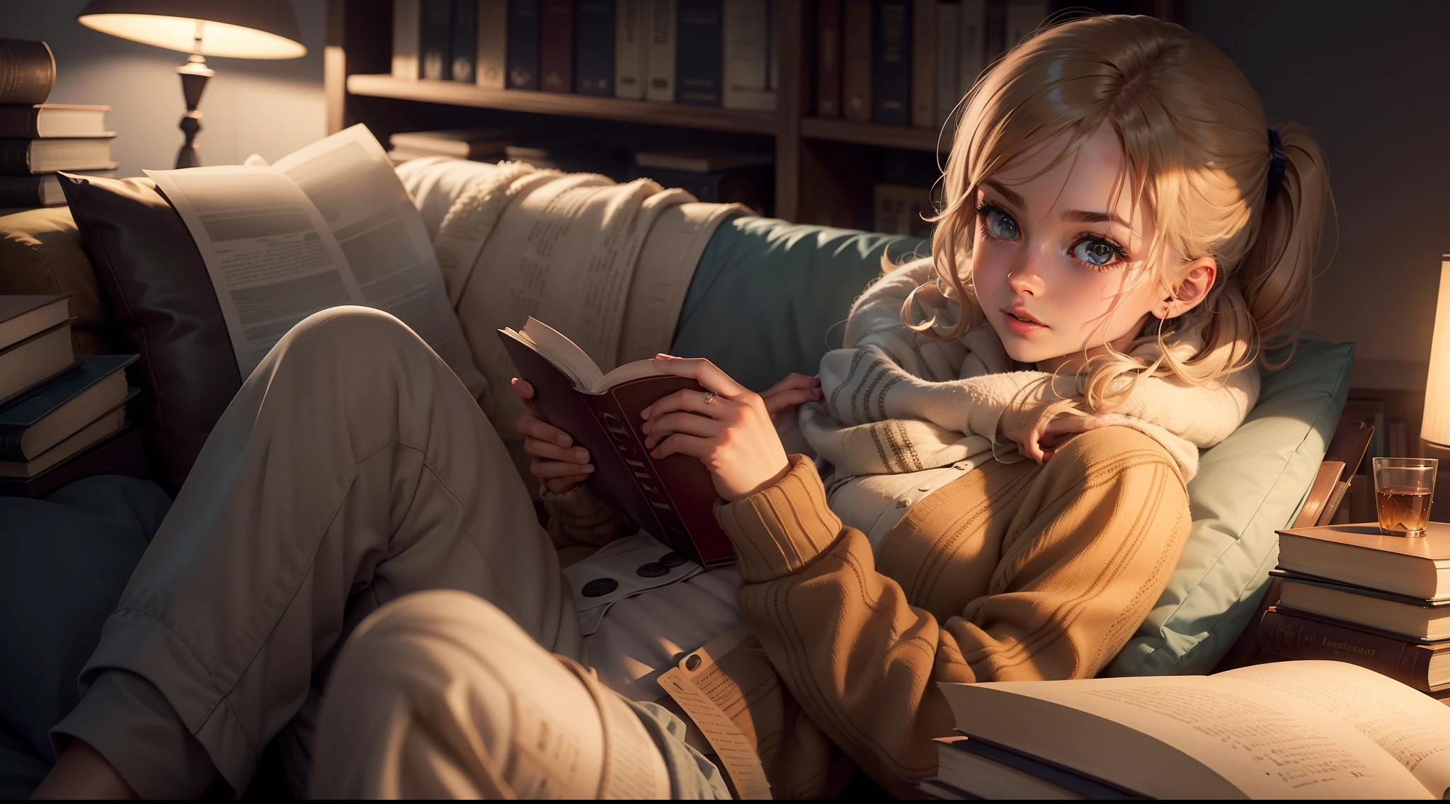 Someone reading books late into the night fueled by enthusiasm