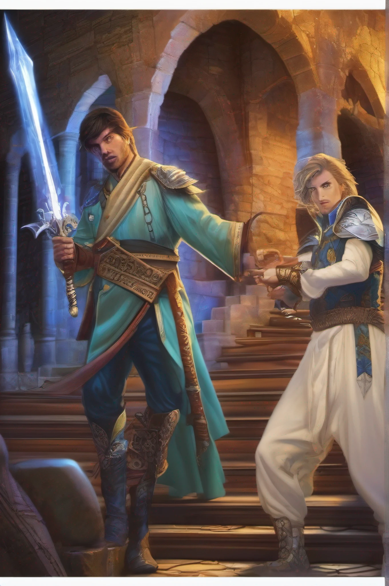 arcanjo miguel e arcanjo rafael com a espada de chamas azuis