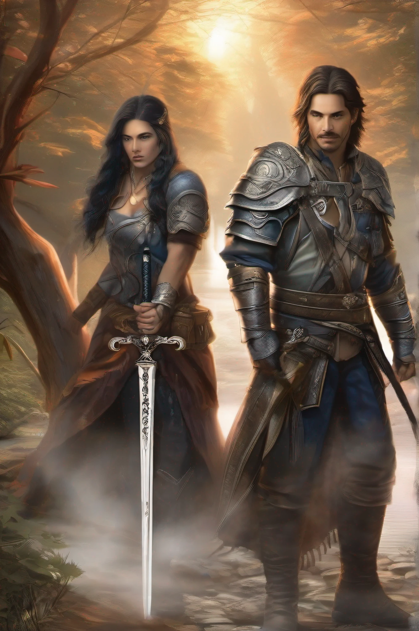 arcanjo miguel e arcanjo rafael com a espada de chamas azuis