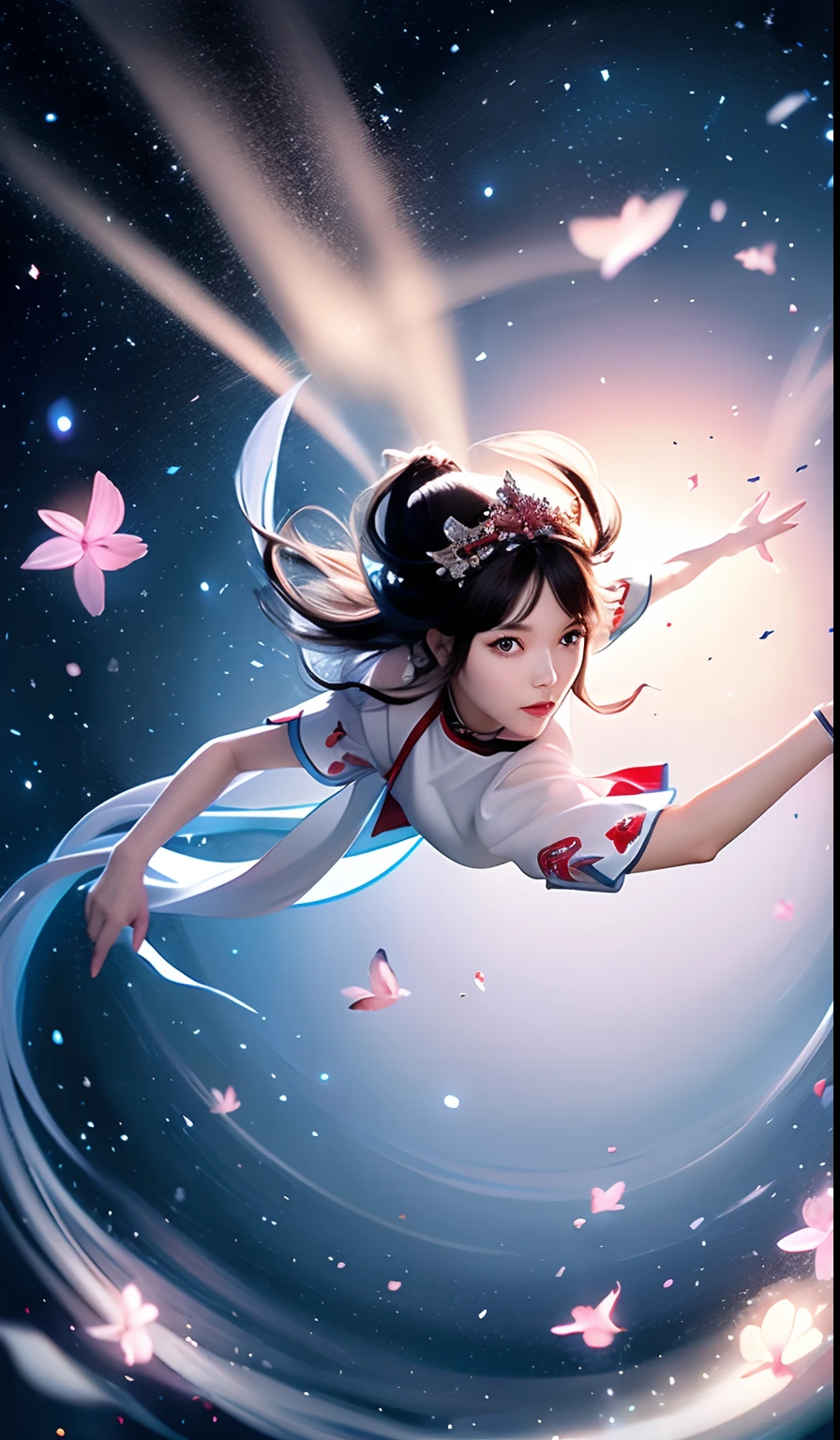 Countless snow-white silks flew around，All emit a soft and holy white light，Floating in all directions，Each one swayed in the air like a wave，Like a large school of hatching uncovered fish, swimming in all directions in search of freedom，It was heartbreakingly beautiful。
