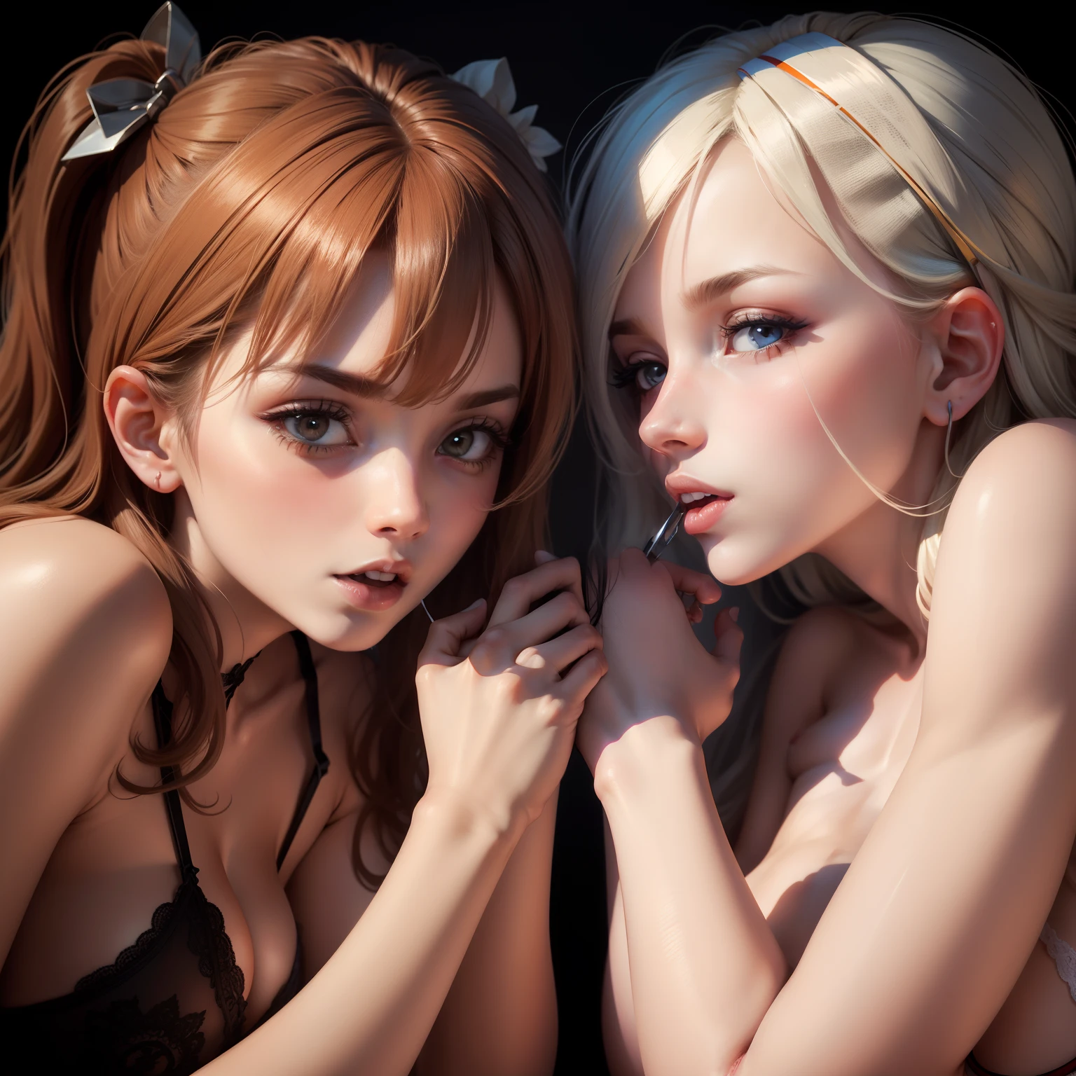 Two having sex in a scissors position