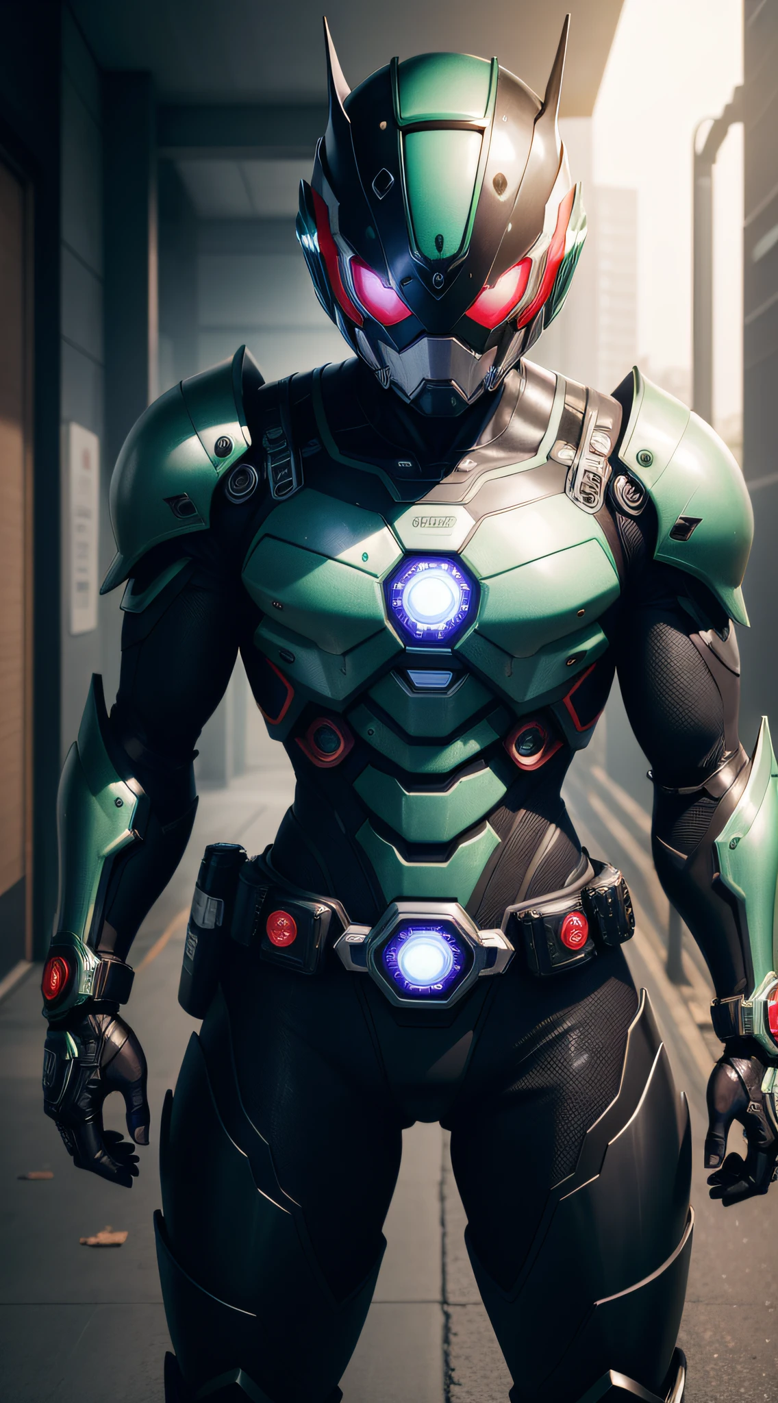 Kamen Rider、superhero、mechanical suit、body armor、Mechanical Armor、Metallic texture、One man、helmets、muffler、big eye、Heisei Kamen Rider、Body Armor、Mechanical suit、cyberpunked、near future、Vivid Color、full bodyesbian、8K、Crisp contours、tokusatsu、Transformation Belt、A bottle of liquid is stuck in the transformation belt like a cartridge、Kamen Rider with perfume motif、Electromechanical、male people、