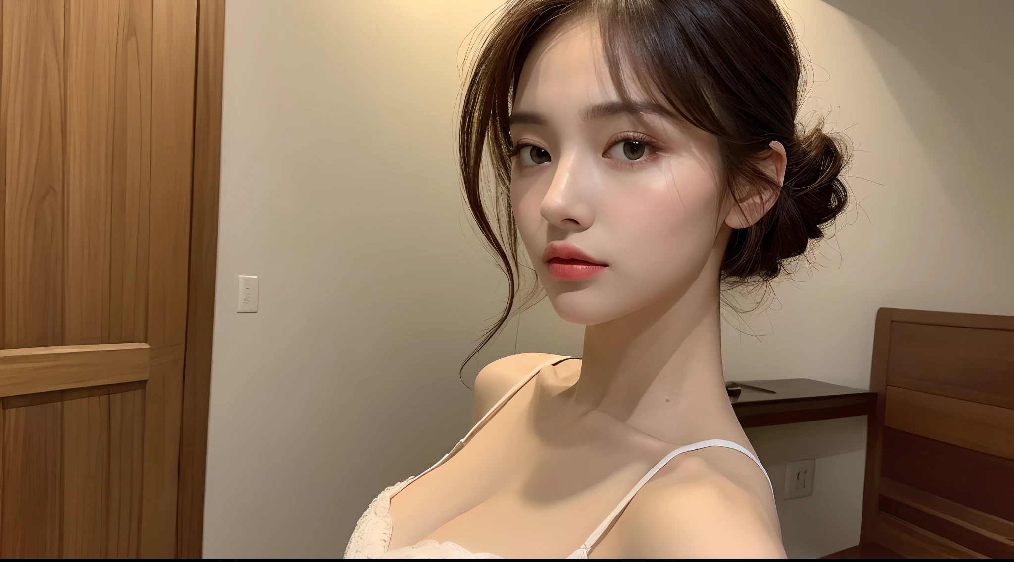 ((Best Quality, 8K, Masterpiece: 1.3)), 1girl, Slim Abs Beauty: 1.3, (Hairstyle Casual, Big Breasts: 1.2), Dress: 1.1, Super Fine Face, Delicate Eyes, Double Eyelids, Home