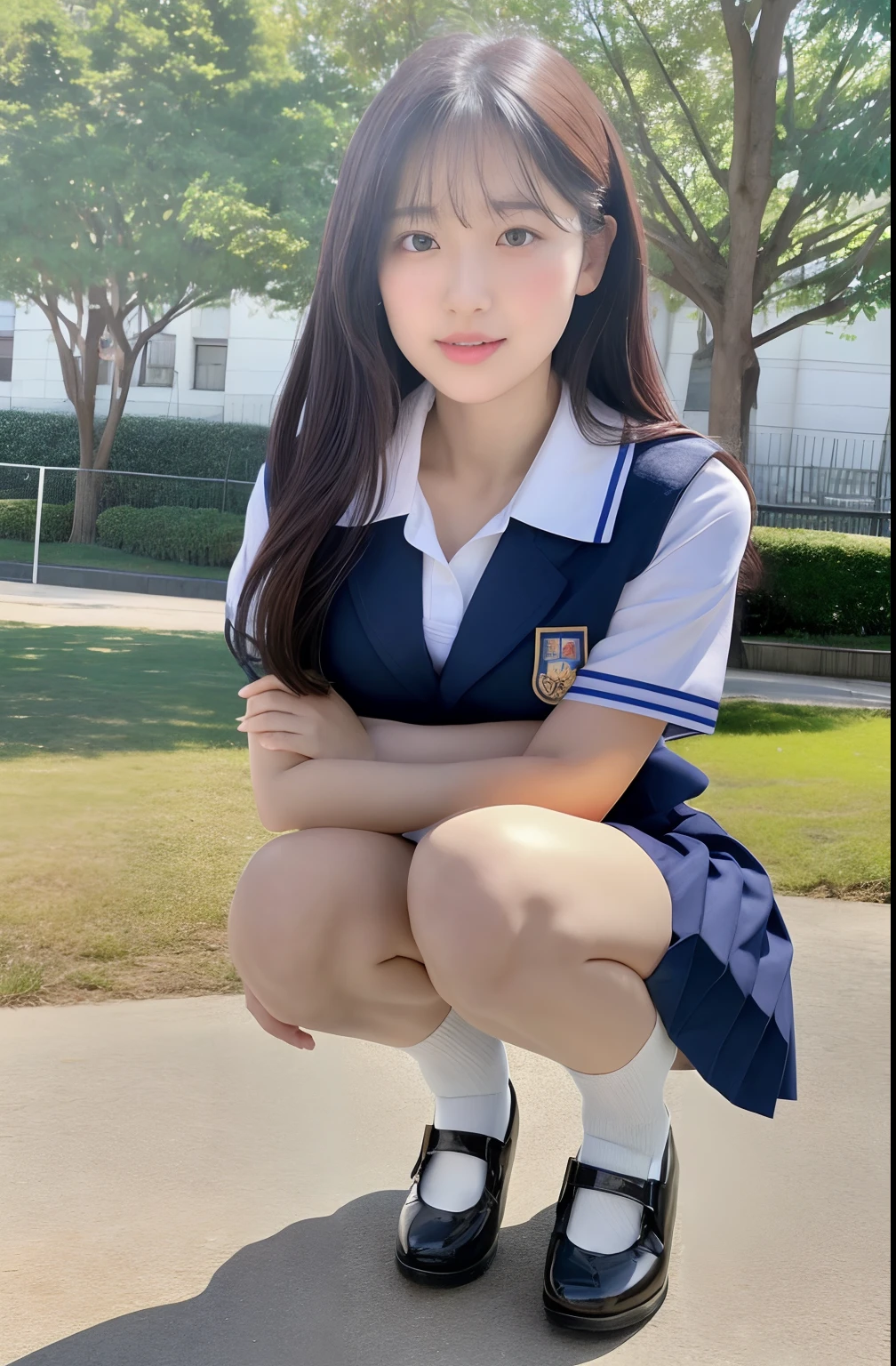 Close up portrait of woman walking in park in uniform、Japan Person Model、Young Sensual Gravure Idol、Young cute gravure idol、Realistic Young Gravure Idol、Realistic sensual gravure idol、Young gravure idols、sophisticated gravure idol、奈良美智、Young skinny gravure idol、beautifull asian girl ever、oppai、full body Esbian、clong legs、Flip up the skirt yourself、Show your pants、Skirt flipping、Turn it over yourself、Show your pants、white panties、Pubic hair shows through、Taking off pantie、Show panties in white panties、Putting Hands in Pantys、I'm masturbating、String bread、Pull up your skirt to show your panties、Exposed panties、white panties、String bread、A sexy((Best Quality, 8K, masutepiece: 1.3)), 1girl in, Slim Abs Beauty: 1.3, (Hairstyle Casual, no big breasts: 1.2), JK Uniform: 1.1, Miniskirt, stockings of different colors on the left and right legs,,,,, Super fine face, Fine eyes, Double eyelids, Their highest quality、masterpiece、超A high resolution、(Photorealsitic:1.4)、Highly detailed and professional lighting smile。Playing volleyball、in beach、Tight sticky thin crop top and sticky ultra-shorts。ulzzang -6500-v1.1, (Raw foto:1.2), (Photorealsitic:1.4), a beautiful detailed girl, extremely detailed eye and face, beatiful detailed eyes, Ridiculous, unbelievable Ridiculous, huge filesize, ultra-detailliert, hight resolution, ighly detailed, top-quality, masterpiece, Chemomimi, ((JK school uniform)), illustratio, ighly detailed, nffsw, unification, 8K wallpapers, astonishing, finely detail, masterpiece, top-quality, Highly detailed ticker uniform 8k wallpaper, Light on the Face, Cinematographic lighting、1girl in、sixteen years old、((no brassiere))、(witheout panties))、((dynamicposes))、(camel's toe)、(half)、(panthyhose)Move the center of gravity back、Put your hands forward from your feet、pretty embarrassing、witheout panties、Thin leg、tight skirts、90 degree knees、heels on the ground、hands in front of feet、Hugging legs、Knelt、walkway、RAW Photography、8K、top-quality、 超A high resolution、Beau
