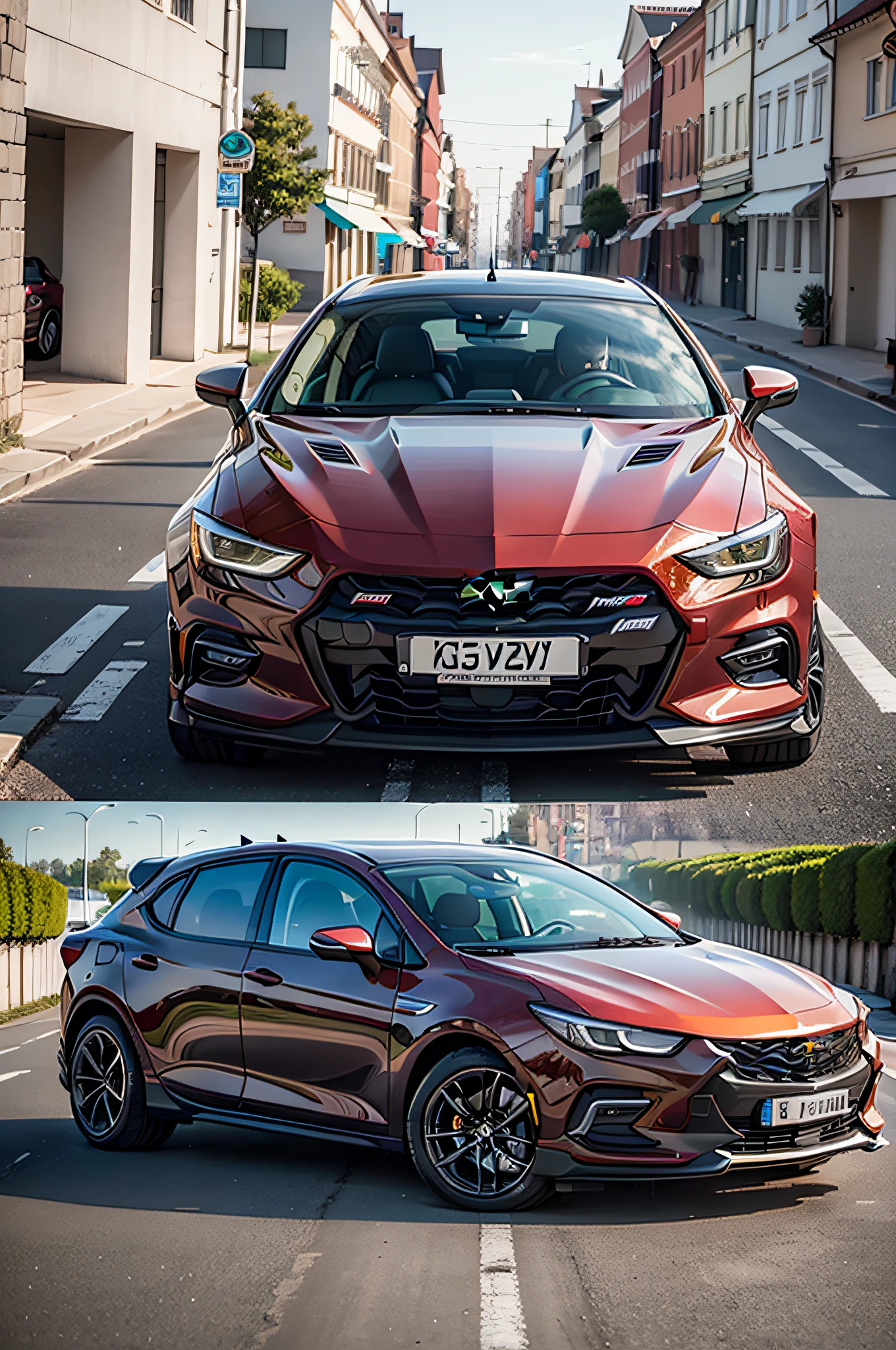 Carro Chevrolet Astra Hatch supersport 2023, frontal e traseira, altamente detalhado, fotorealista, 8k resolution [Lancer:1.2].