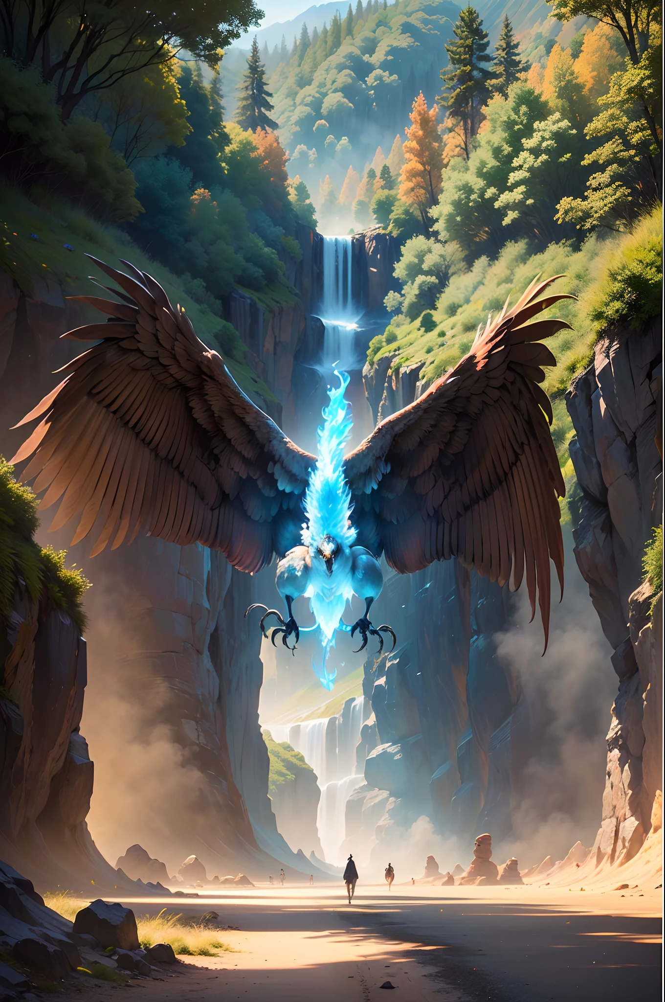 "Photographic masterpiece in high quality, detalhes impressionantes, 8K color analog photo, vivid photorealism, filme com cores vibrantes, master technique, heavy film grain, efeito Fujicolor 400, depicting the majestic burning Phoenix bird."