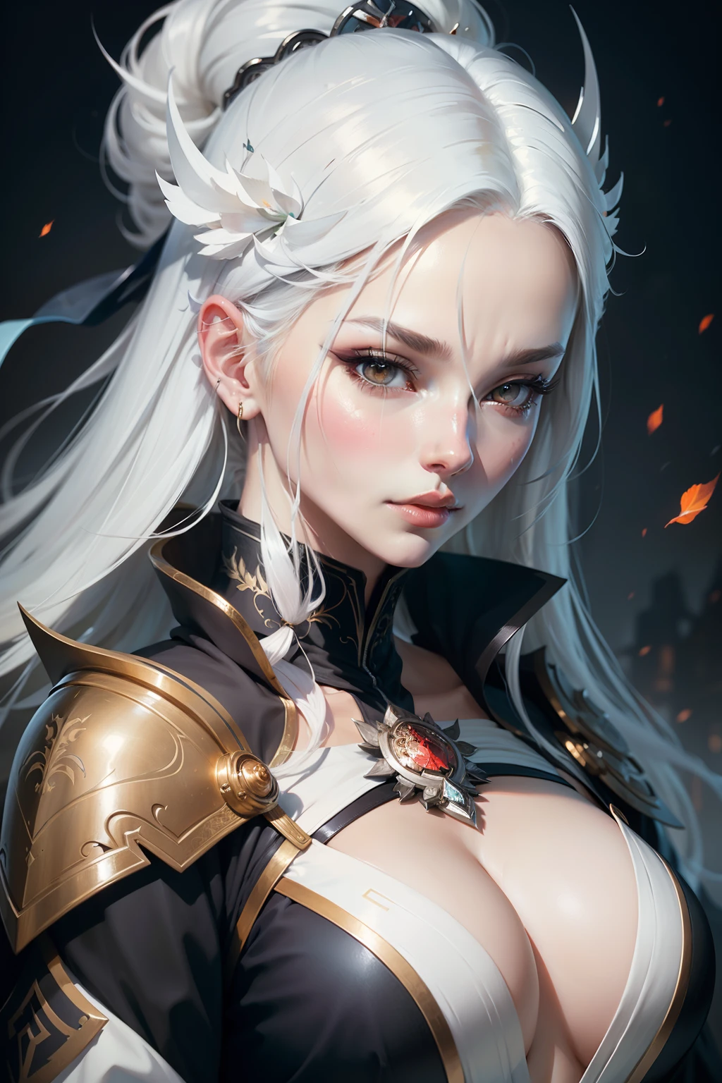 a close up of a woman with white hair and a white mask, beautiful character painting, guweiz, artwork in the style of guweiz, white haired deity, by Yang J, epic exquisite character art, stunning character art, by Fan Qi, by Wuzhun Shifan, guweiz on pixiv artstation