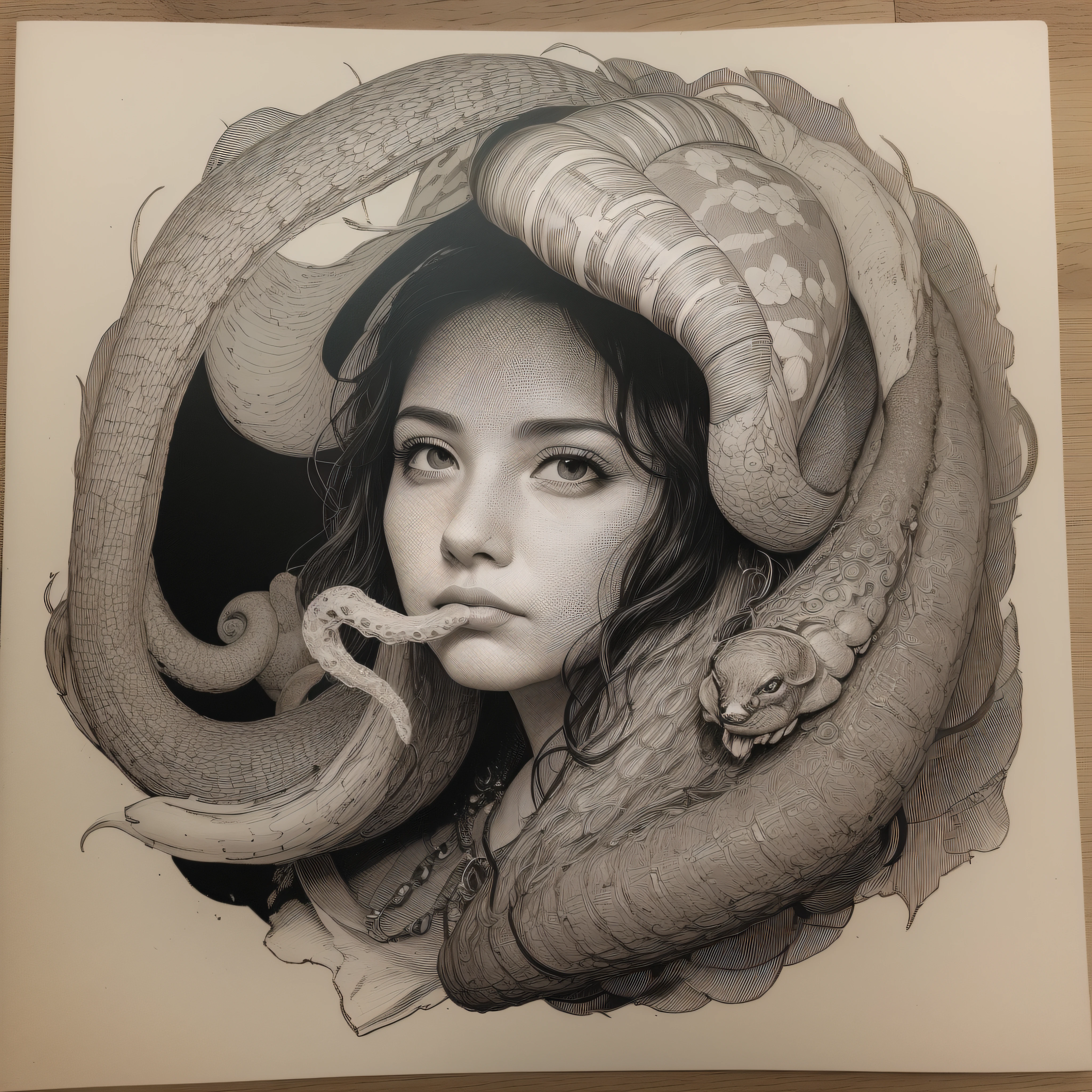 (extremadamente detallado, obra maestra, La mejor calidad), Estilo oscuro, intense illumination. templario. armadura medieval, rostro con arrugas, lengua larga, tentacle, deforme, imagen submarina, pico de pulpo amenazante. manchas de tinta. Rococo composition. Luz de caravaggio