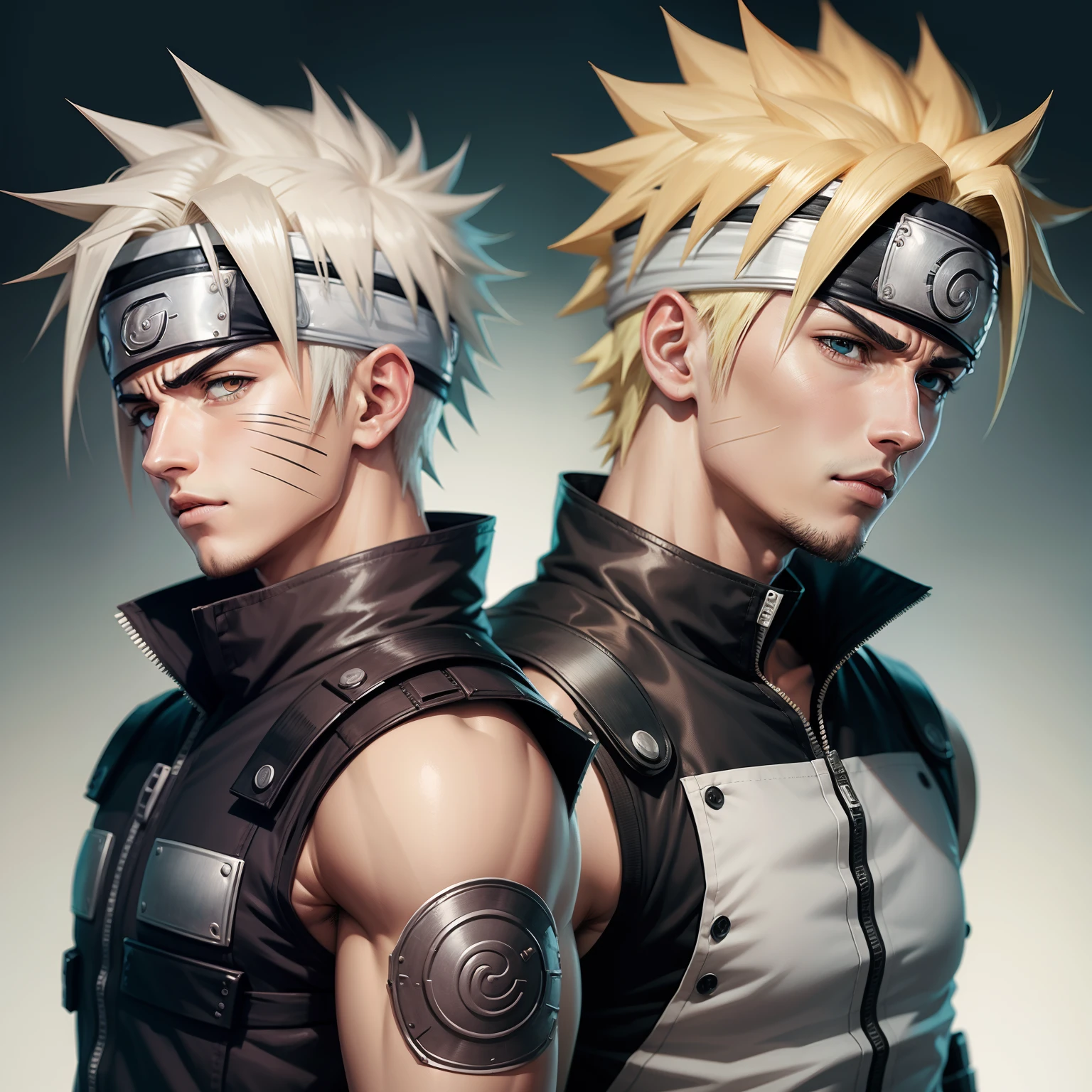 Naruto com cabelo do Kakashi, manga-style