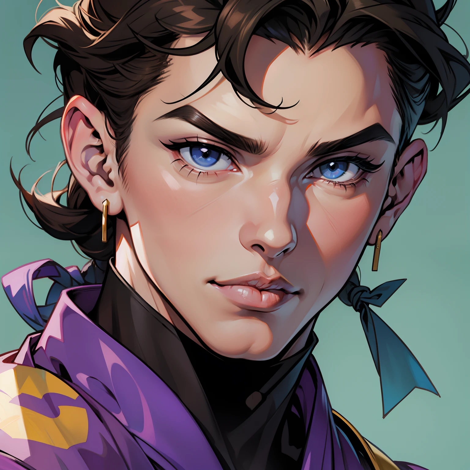 best quality, masterpiece, 1boy, solo, kamuiv1, portrait,, Araki style, jojo:0.8,