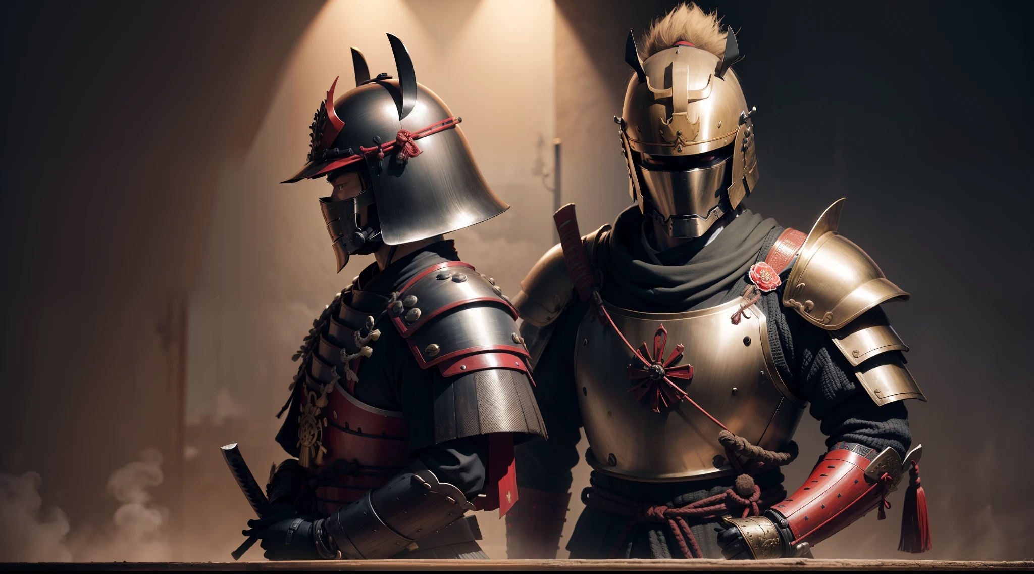 A samurai armor and helmet on a stand, symbol of discipline