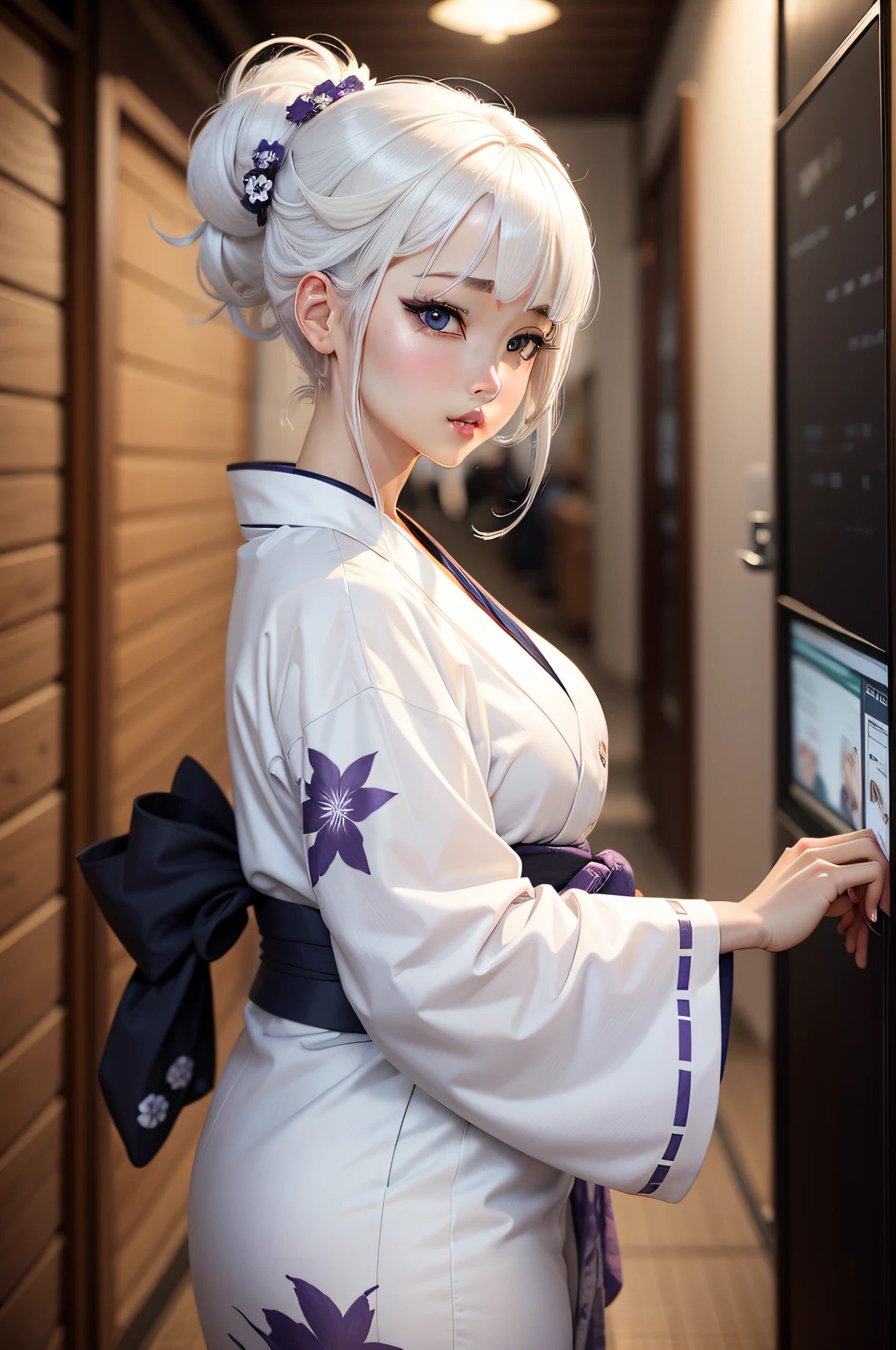 Yukata beauty　white  hair