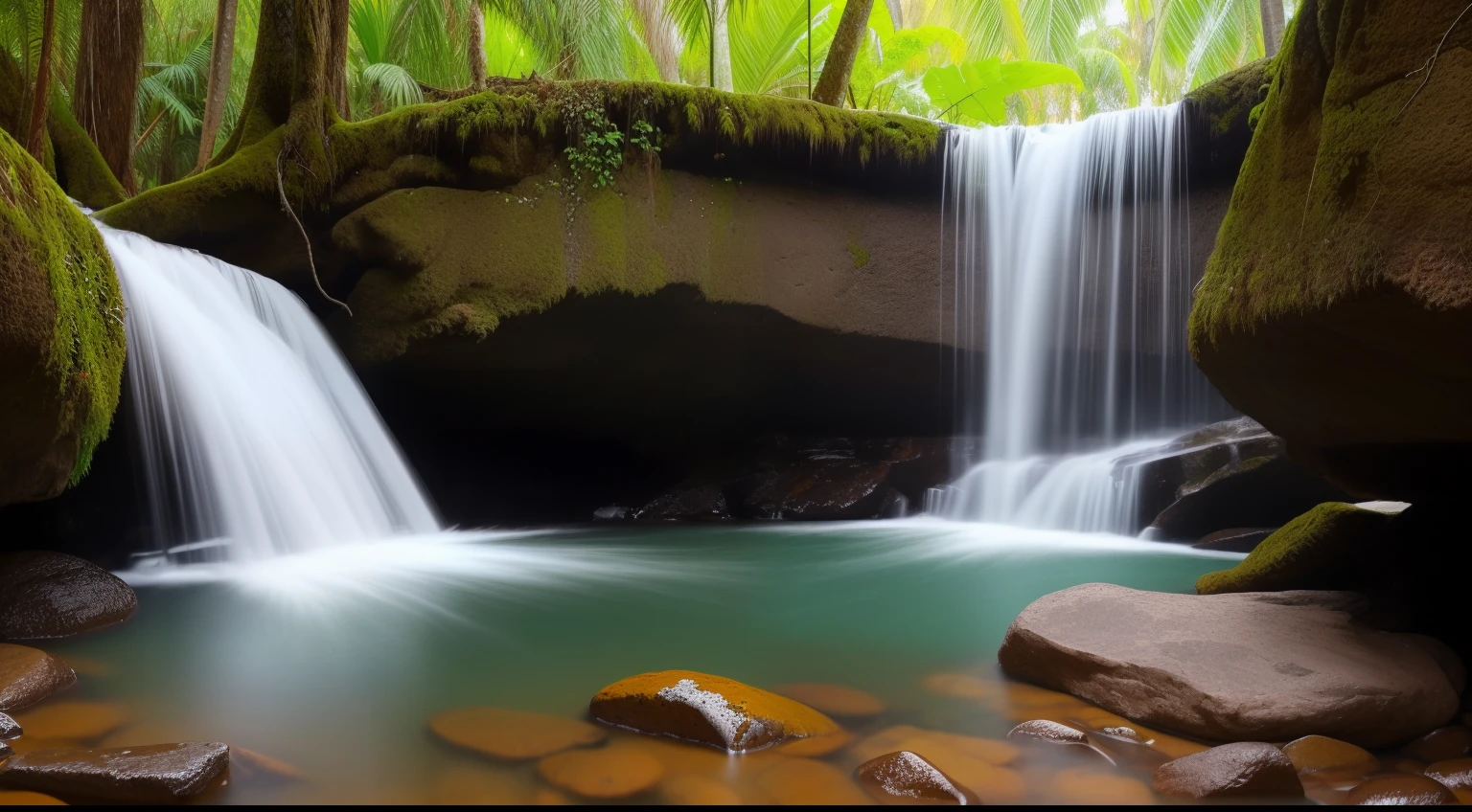 paisagem de um campo com cachoeira, brazi, birds and with high quality