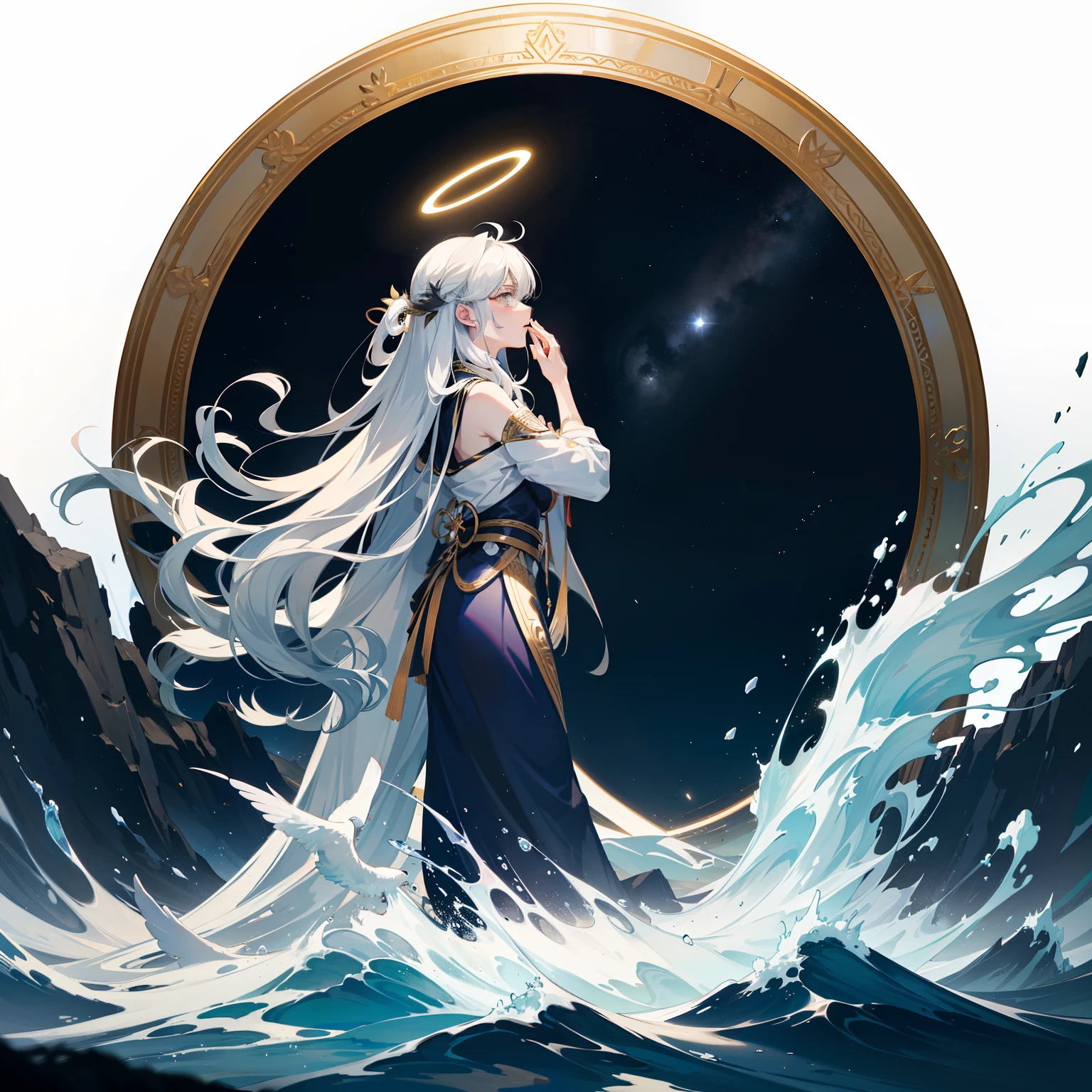 God,God of creation,Kamimei,lorde,The halo,Noble,elegant,fall,upper sky,starrysky,fall,Untouchable