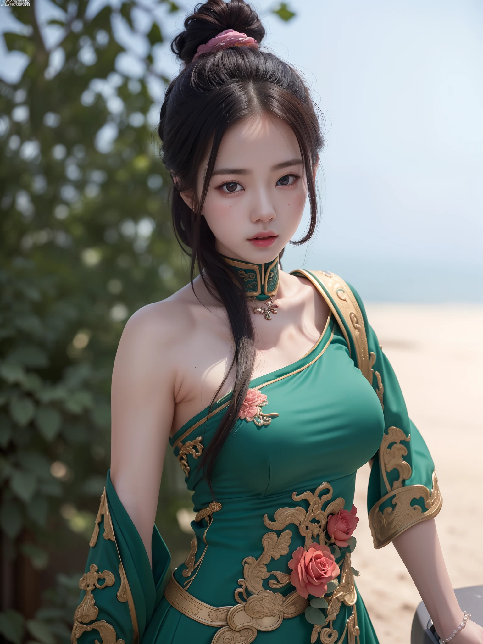 Masterpiece, Best Quality, Extremely Detailed 8k, Ultra HD, Ultra-detailed, Highly Detailed, Ultra High Realistic, Ultra-realistic, Hyperrealistic, Hyperrealism, (1girl:1.5), (Solo:1.5), (Beautiful Rosy Zhao:1.5), (Beautiful Cute European:1.7), Anatomically Correct, (Detailed Realistic Skin Texture), (Realistic Big Breasts), Slender Abs, (Closed Mouth:1.3), Nsfw, Dynamic Pose,