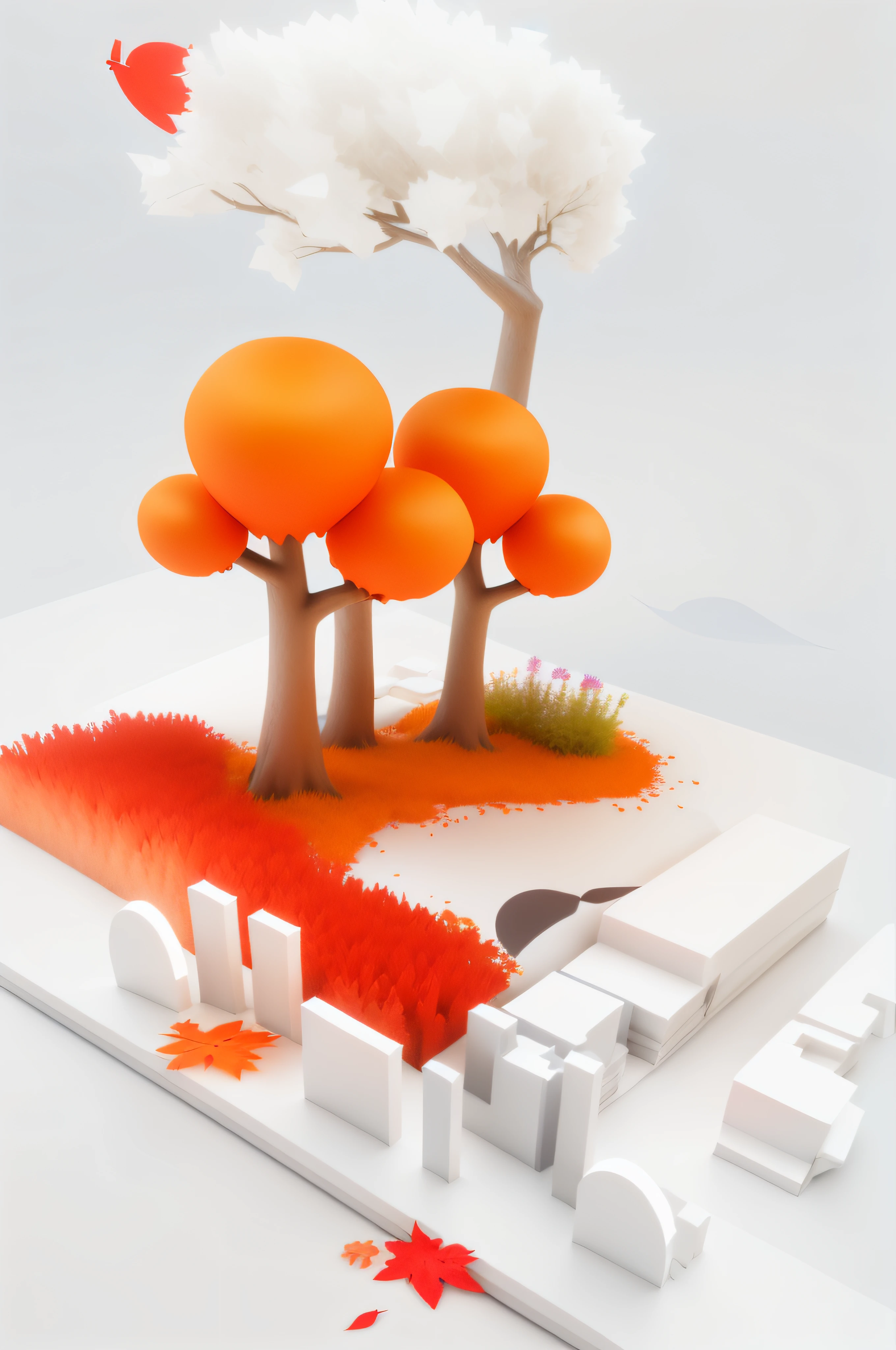 There is a picture of a book，There is a picture of a tree and a fox on it, depicted as a 3 d render, 3 D 插图, 3D illustration, 3 d illutration, in style of 3d render, 3d matte illustration, stylized as a 3d render, smoth 3 d illustration, smoth 3d illustration, a 3D render