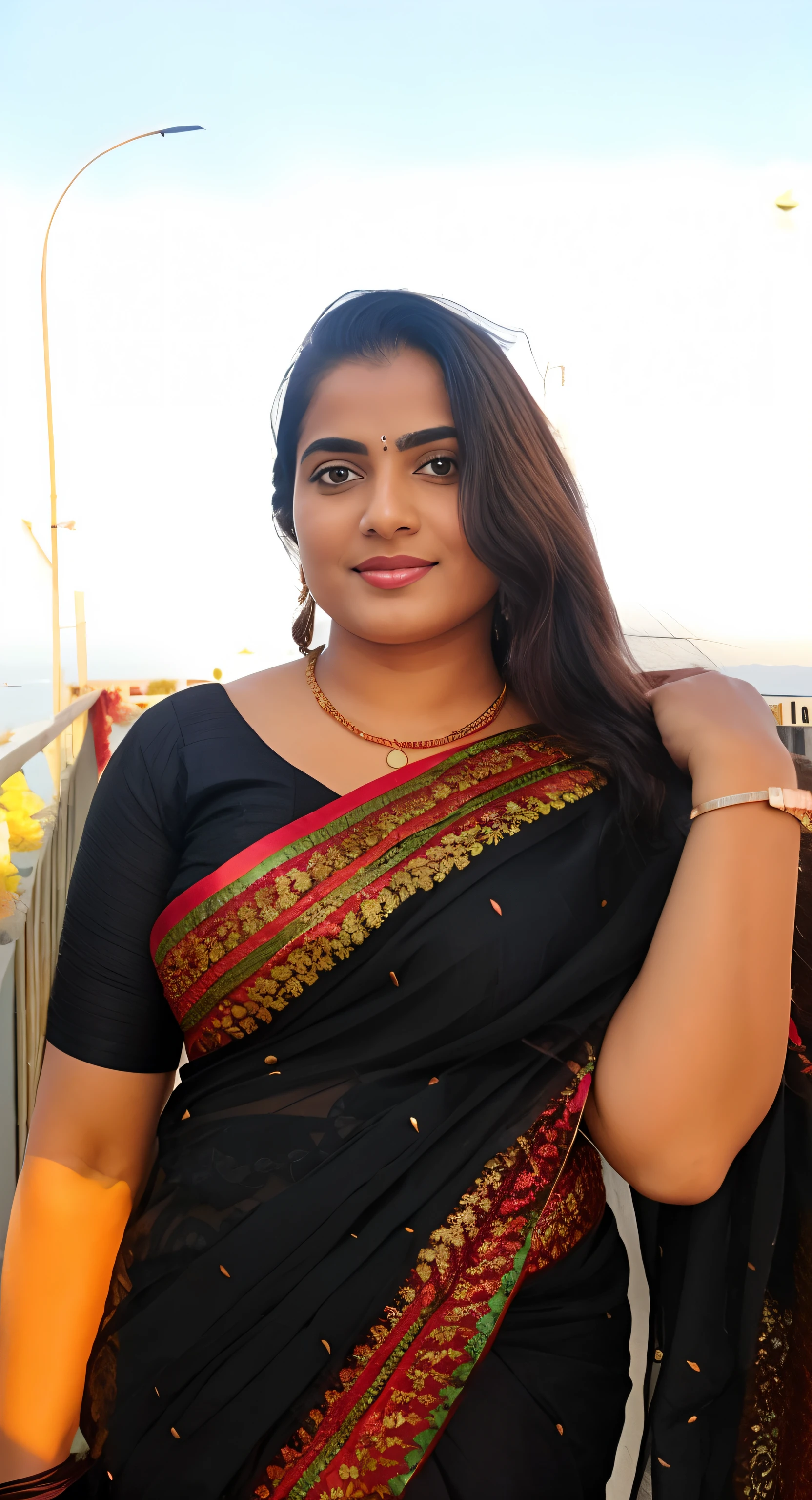 a close up of a woman in a black sari posing for a picture, 18 years old woman, profile image, wearing bihu dress mekhela sador, profile pic, indian, dressed in a sari, traditional beauty, assamese, big boob, tight milk, hot body, Big boob, bra, navel, tight, milk, sexy body, original picture, body shape