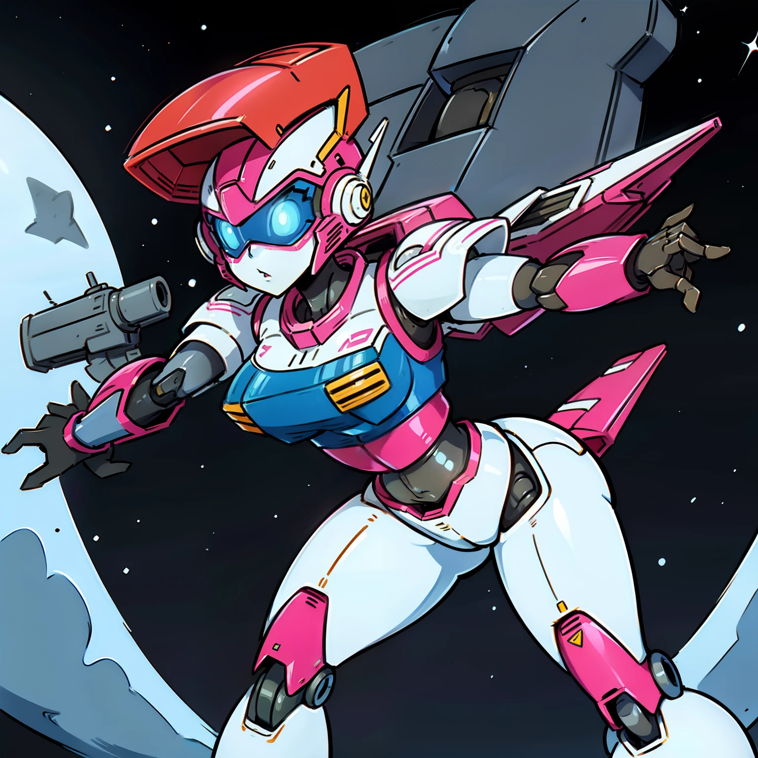 a scene of space Ranger going in for a meeting, sexy robot secretary, ((similar but not limited to (90's mecha anime))) weirdness, beautiful, pretty, sexy, fantasy,  futuristic, tech, solid white and pink armor,