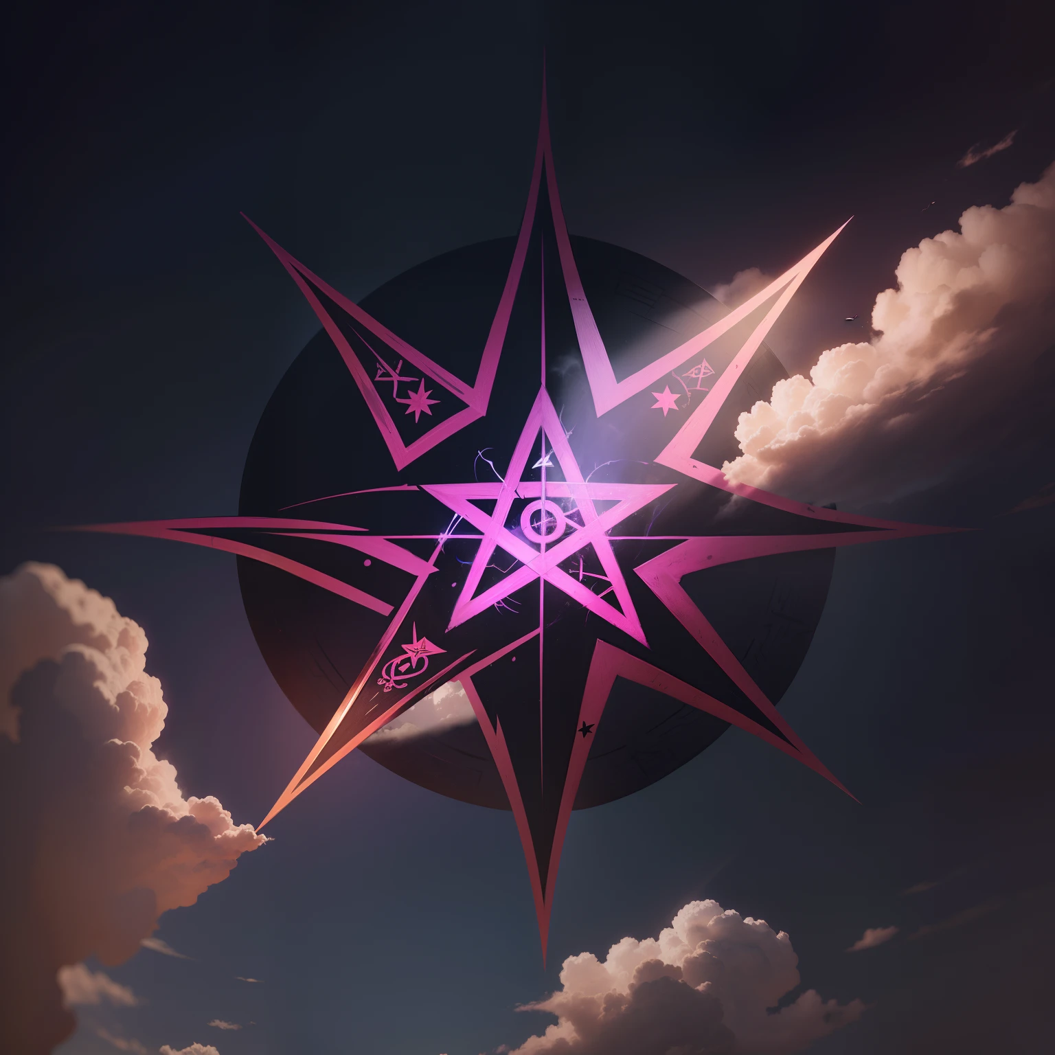Astral sigil symbol alah Yhwh cain rose pentagram sun cross runes