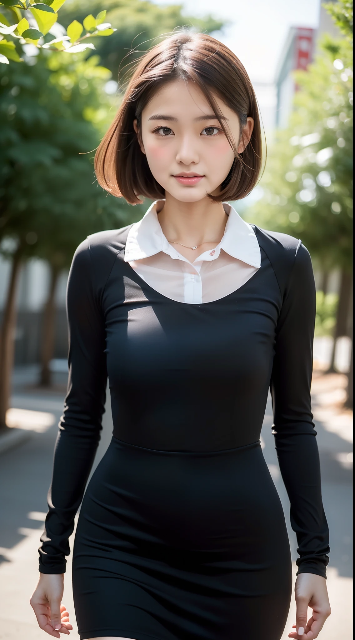 (), (Beautiful),(girl with),(18year old:1.9),((get blush:1.2)),(embarrassed:1.3),(),(in 8K),(),Japan cute girls,raw,portlate,Photorealsitic,超A high resolution,Best Quality,Natural lighting,
BREAK
((Black One Piece Dress:With white-collar:1.8,long-sleeve:)),(Big ass),(thick thight:1.3),(Plump body:),(bob cuts:1.6,Brown hair:1.3),
BREAK
(Natural Skin Texture,Detailed skin, Hyper-Realism,ultra sharpness),Intricate details,depth of fields,