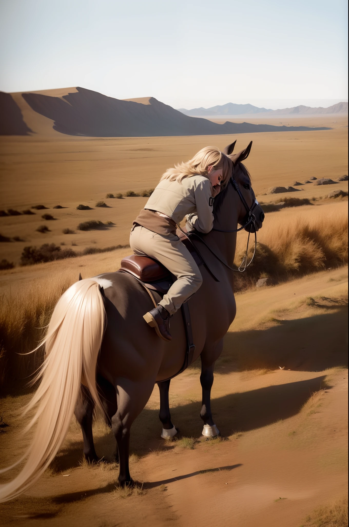 plateau,liberta,Impresionismo,herds of horses,nomadic,younge boy