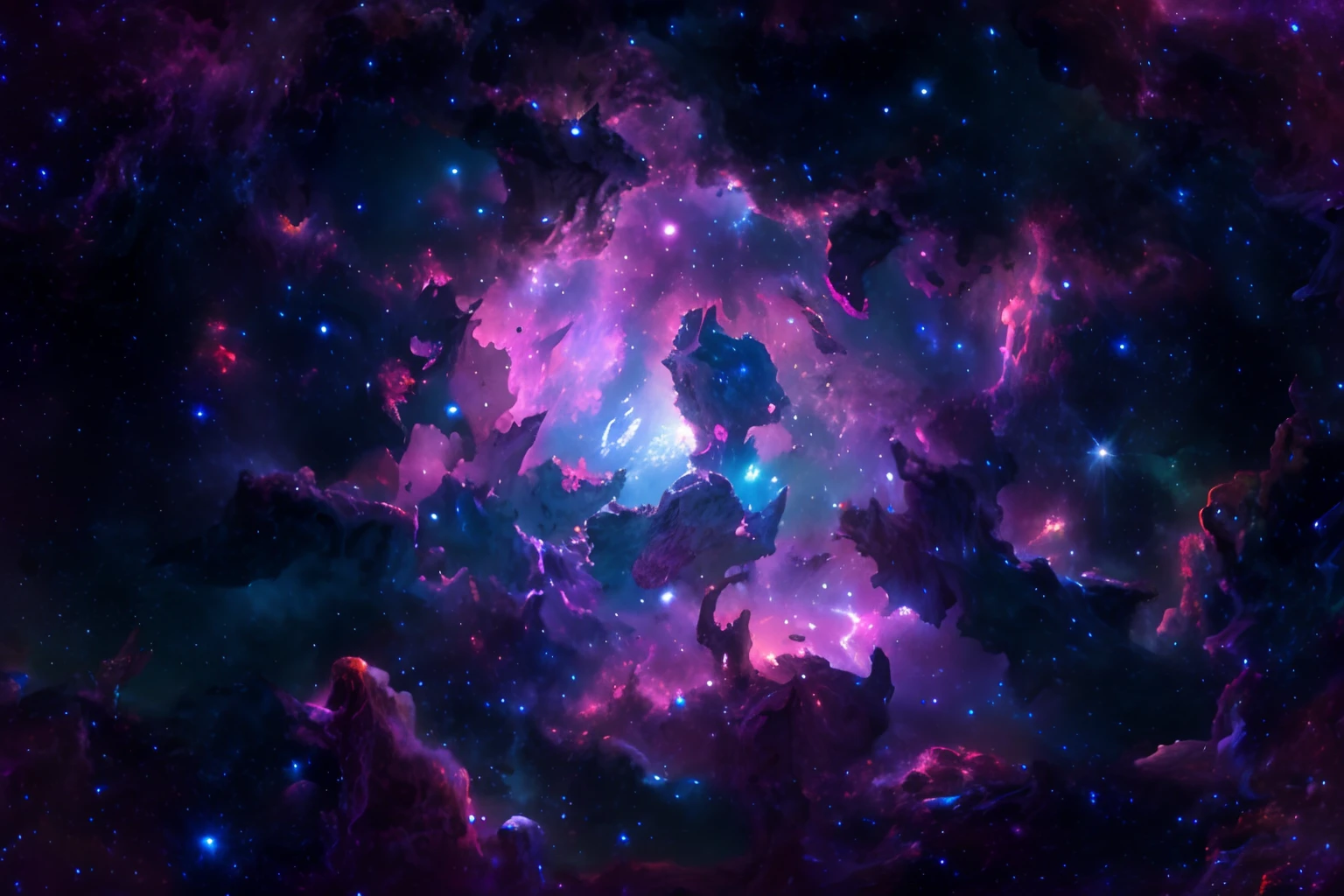 Close-up full of big stars，There is a bright blue and purple nebula in the sky, radiant nebula colors, nebulae colors, Vast Nebula, Vibrant nebulae, luminous nebula, cosmic nebulae, in a nebula, Epic Nebula, The nebula explodes, Nebulae in the universe, cosmic nebulae, galactic light colors, Colorful nebula, starry Nebula, cosmic and colorful，k hd，A detailed，Pubic area is clear，unclear