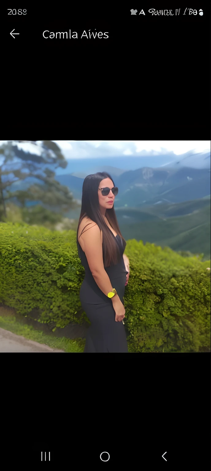 a close up of a woman with a black dress and sunglasses, Mulher de 30 anos, 3 0 anos de idade mulher, com montanhas ao fundo, Alanis Guillen, nas montanhas, 38 anos, imagem de perfil, beutifull, cerca de 3 5 anos, nas montanhas, 3 2 anos, com montanhas no fundo, 2 9 anos