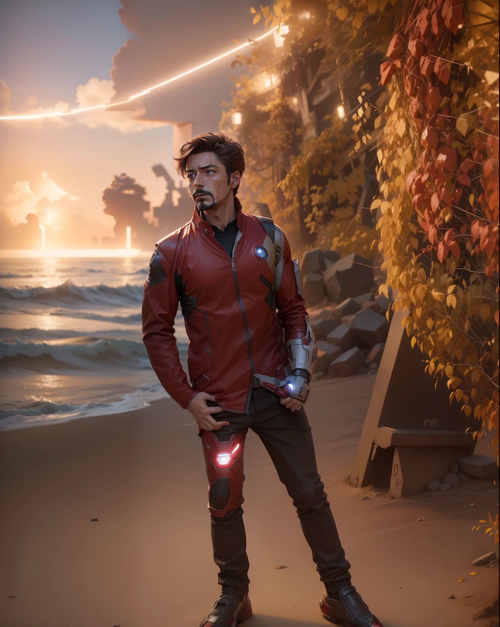 Boy become a Tony stark inspired by Ironman movie, Realistic and detailed, 4k