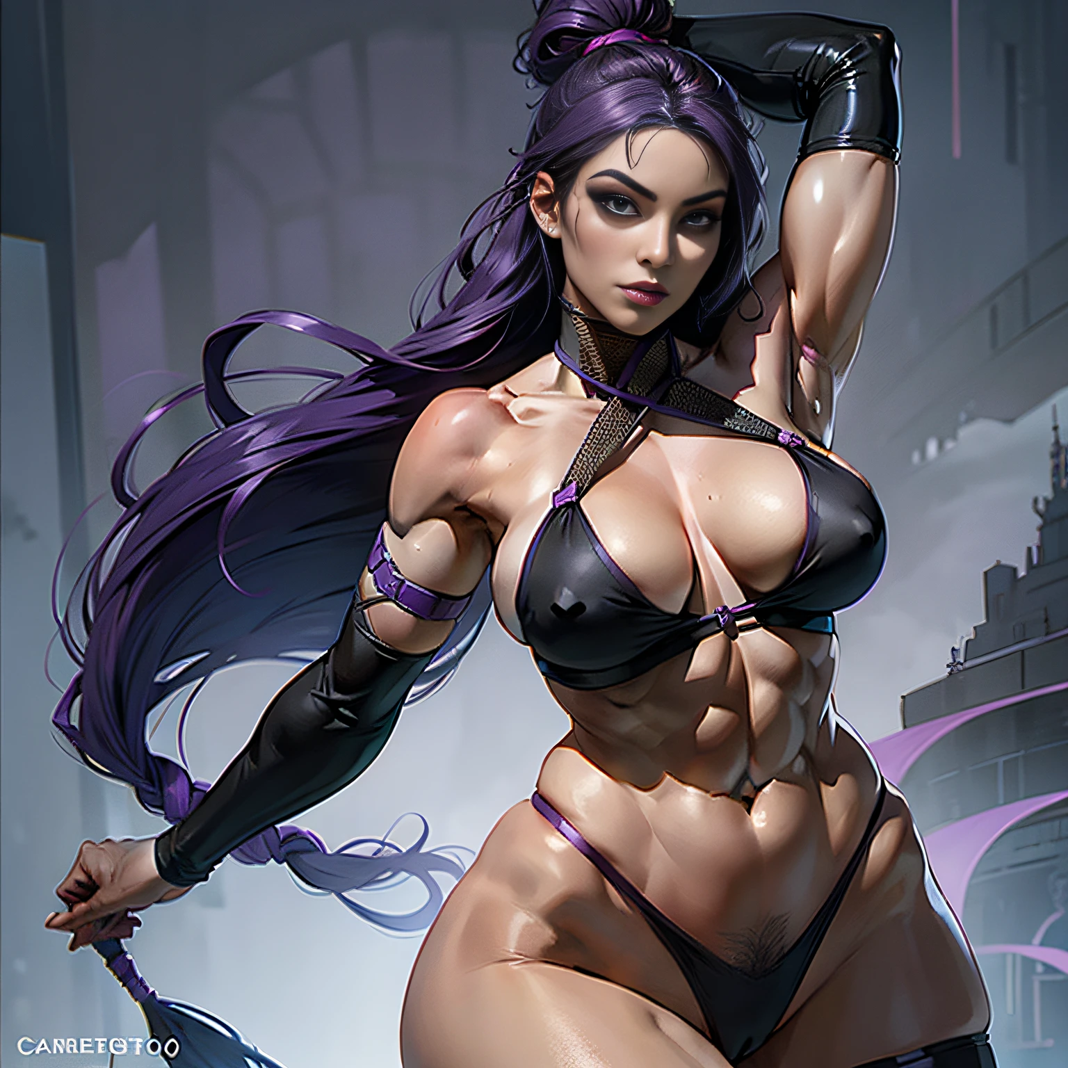Arad woman in black and purple poses for a photo, Extremely detailed Artgerm, IG model | Art germ, Style Artgerm, Rosla 1. 0, inspired by rossdraws, wlop rossdraws, rossdraws 2. 5, ArtStation masterpiece, in the style artgerm, Deviantart ArtStation CGSCOSIETY