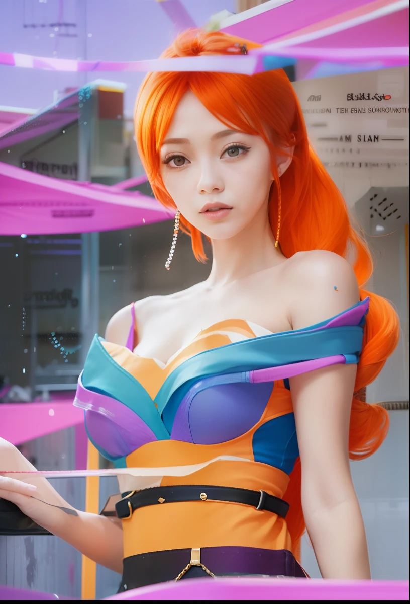 Nami, orange hair, blue