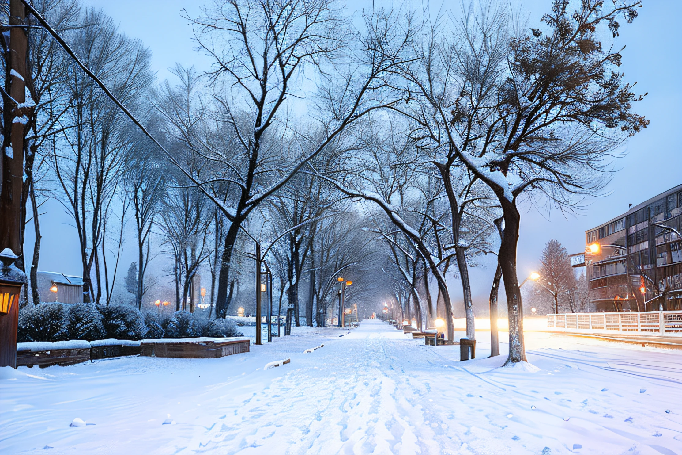 Snow-covered streets with trees and street lights on snowy days, It snows in the city,It snowed a lot, Winter in the snow, winter park background, during snowfall, Snowy, winter photograph, Winter snow, in the winter, Snowy winter, Snow on trees and on the ground, winter setting, beautiful winter area, snowfall, beautiful snowy landscape, author:Gábor Szikszai