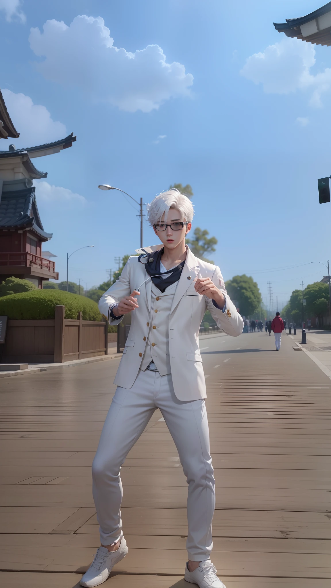 1boy, Anime, realistic, Korea, 8k ultra, (photorealistic), white pants, white coat