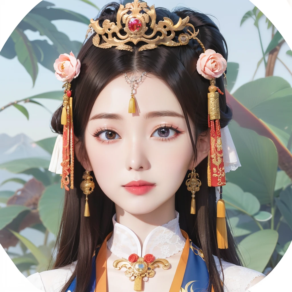 3D,Kizi,Red lips,A shallow smile,absurderes,Incredibly Ridiculous res,hugefilesize, ultra - detailed, A high resolution, The is very detailed, Nice detailed girl, very detailed eyes and faces, Beautiful detailed eyes, light in face,(Hanfu:1.1),1girll,A woman in Chinese clothing,Tia and long hair, a beautiful fantasy empress, Palace , A girl in Hanfu, Princesa chinesa antiga, China Princess, xianxia fantasy, ancient asian dynasty princess, chinese empress, Inspired by Qiu Ying, Chinese fantasy, Inspired by Tang Yifen, Inspired by Huang Ji, inspired by Li Mei-shu