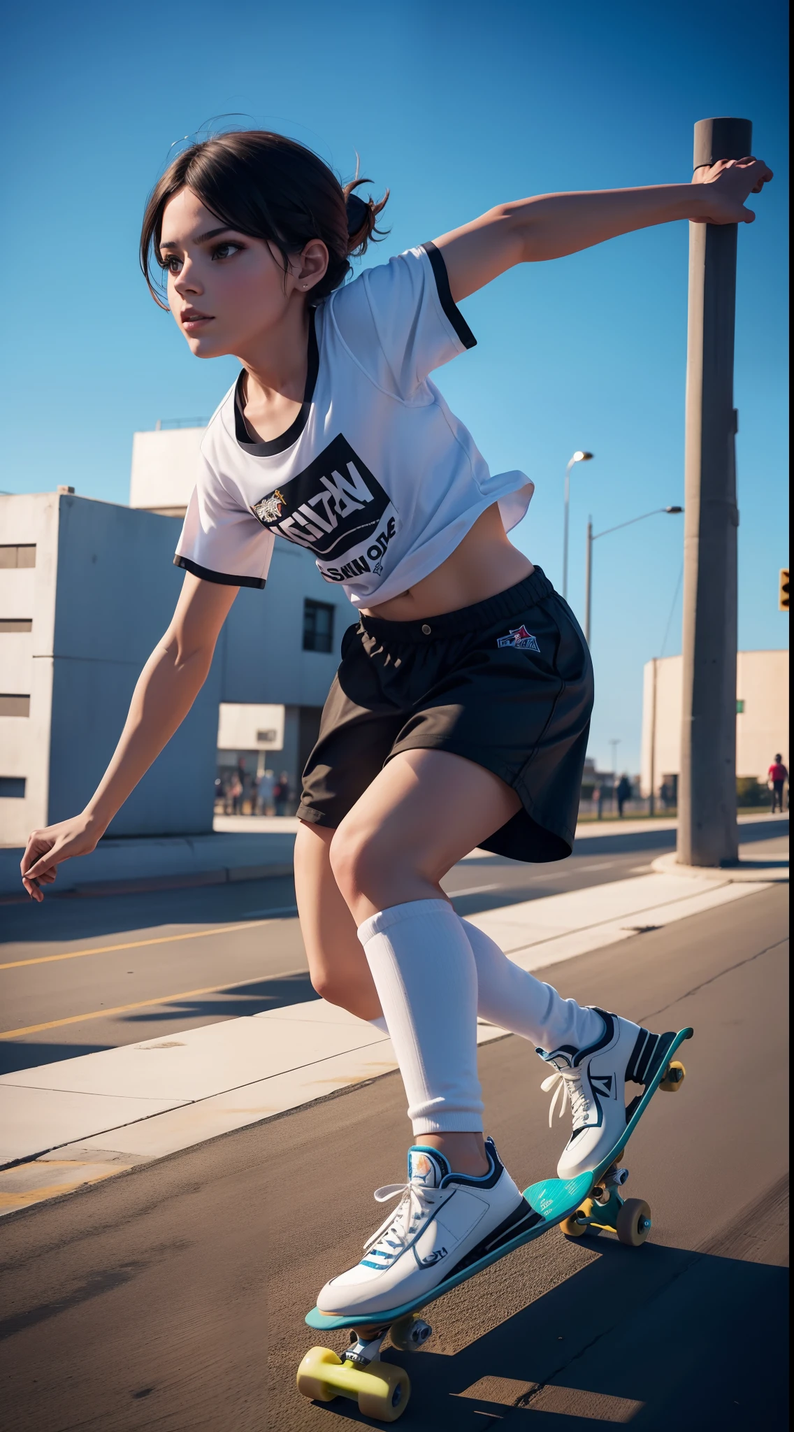 Personagem andando de skate 8k