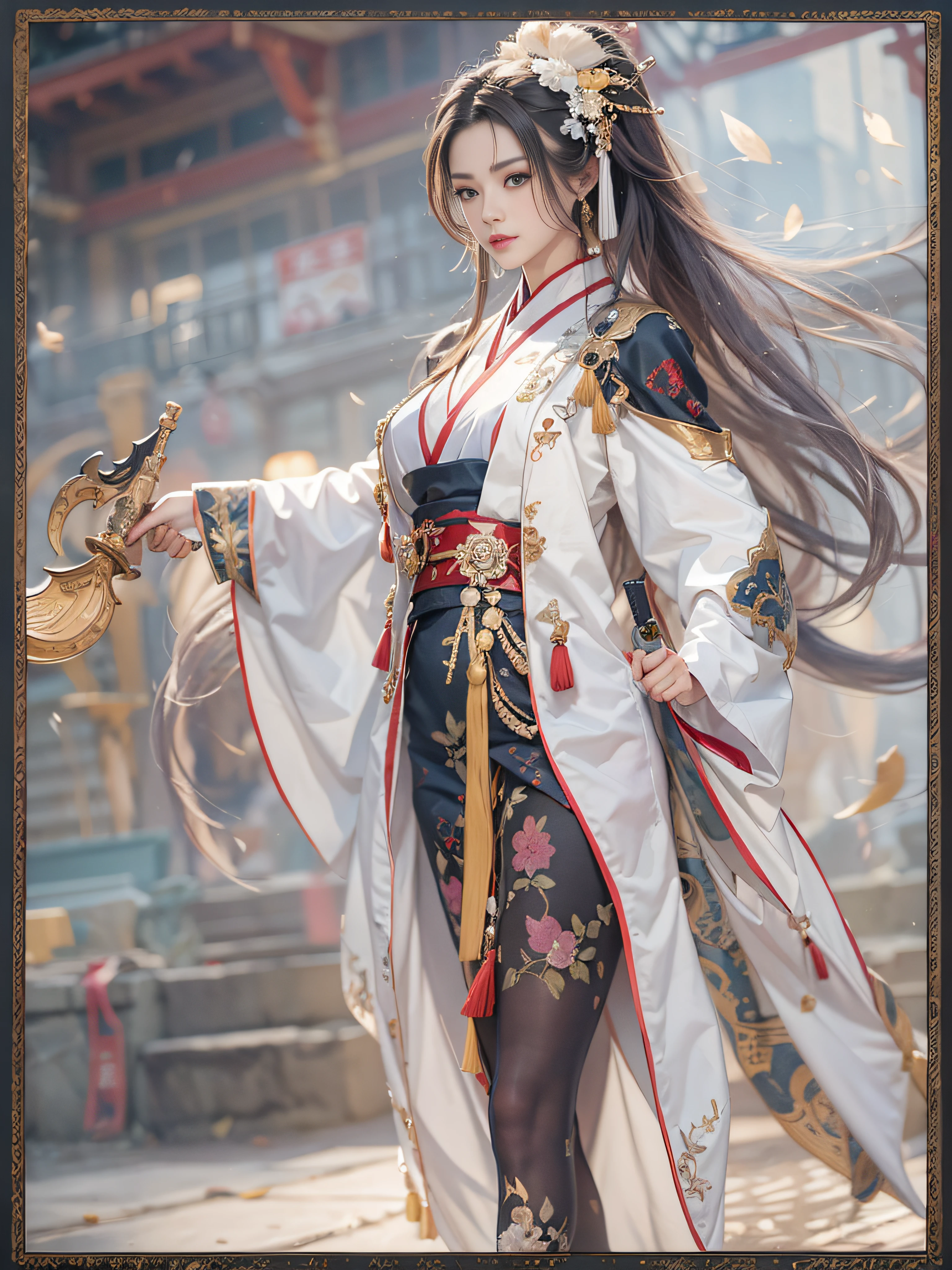 Royal sister,swordsmen,Big sister type,Oriental women,gallant woman,Cold sass,,tmasterpiece,A high resolution,,Absolutely beautiful,,(Wide buttock:1.4),(Thick legs:1.4),are standing,exquisitedetails,A high resolution,Wallpapers,1female,独奏,,enchanted、Raised sexy, Rich expressions, trinkets,Tight white hanfu,,校服,Short sleeves tight white trousers,Wearing white boots,With a sword,embroidery, natural poses,standing on your feet, Fanning,16K,HDR,A high resolution,depth of fields,Bocoon,prime time,Vignette,rainbowing,