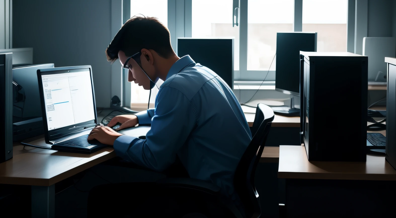 computer addicted worker
