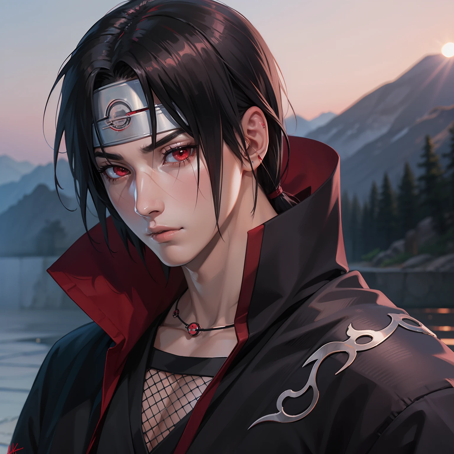 masterpiece, itachi uchiha, 1boy, perfect composition, super realistic, detailed, realistic face and body,