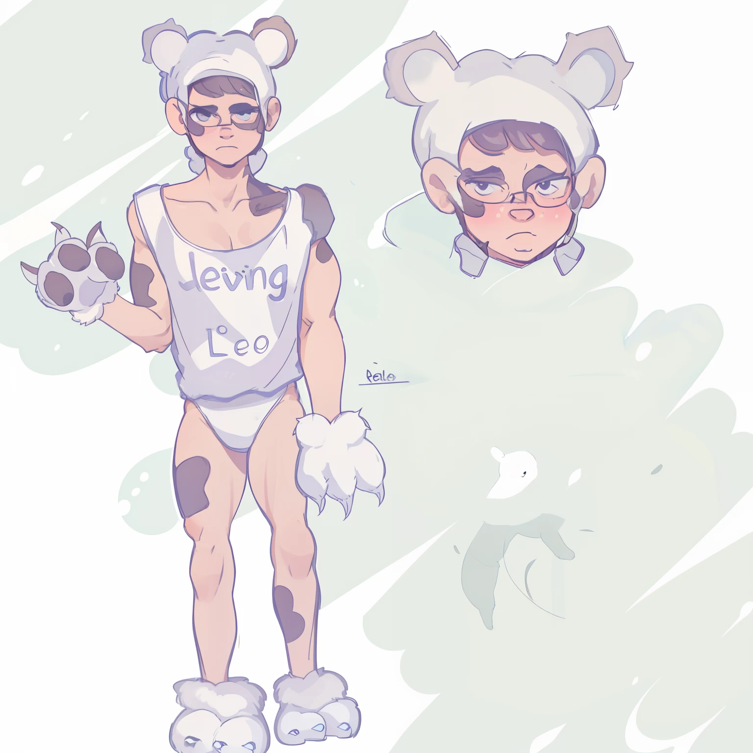 Hello AI! I would like to discuss the image I am going to show you. En esta imagen, You can see a man with both human and polar bear characteristics. I would love for you to analyze it and improve its features to make it more realistic and refined.. Could you make adjustments considering that man's hands are bear paws?, al igual que sus piernas? Furthermore, tiene manchas en el cuerpo similares a las de un oso panda. I would greatly appreciate your help and I hope your improvements. Thanks again for your assistance!!